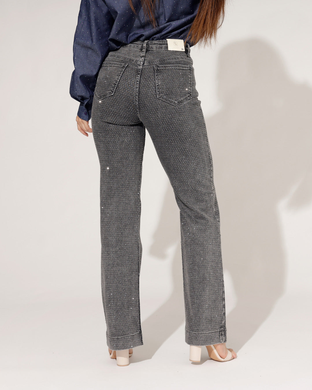 Folyrose | Wide leg jeans Jone Donkergrijs