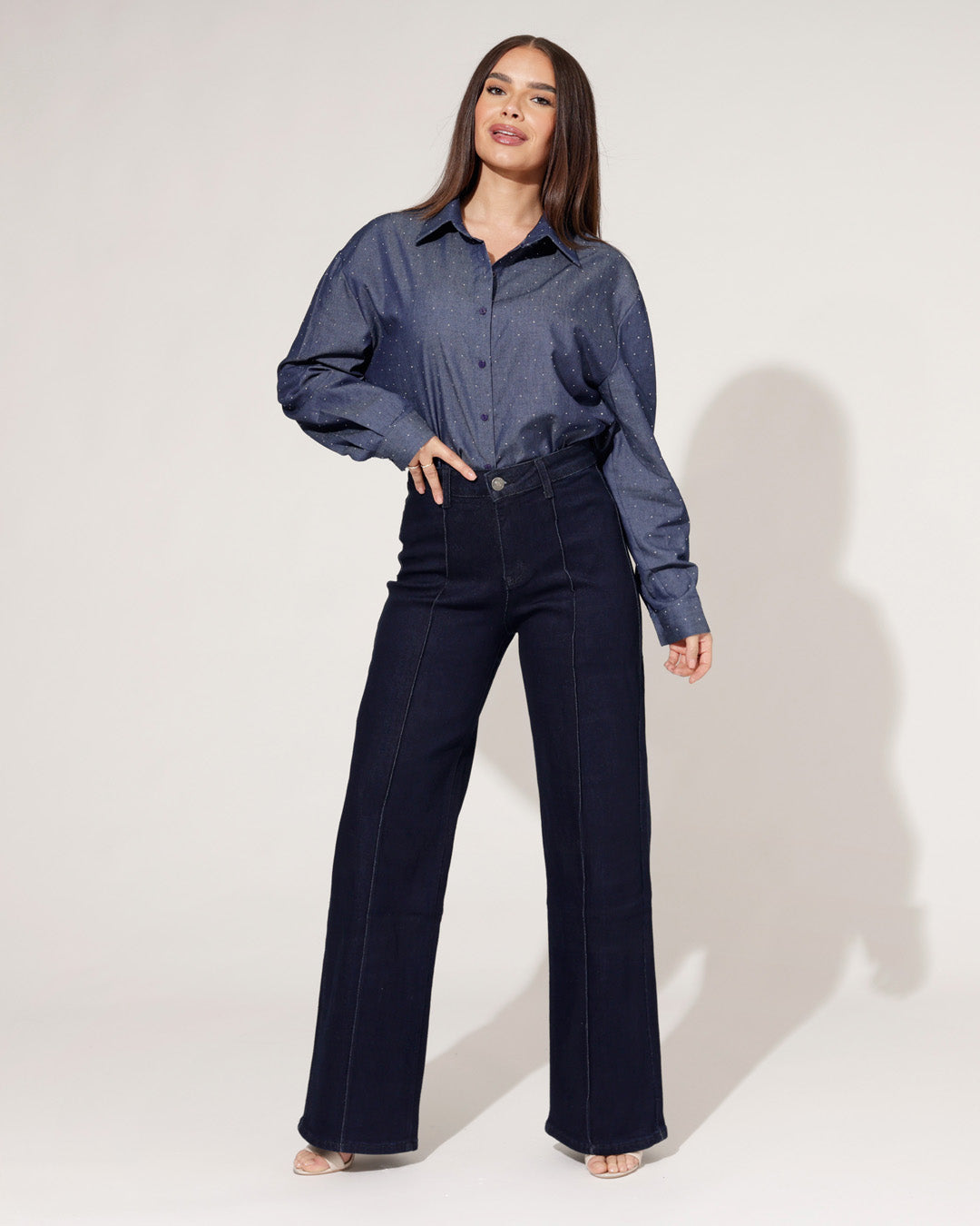 Goodies | Wide leg jeans Jilley Donkerblauw