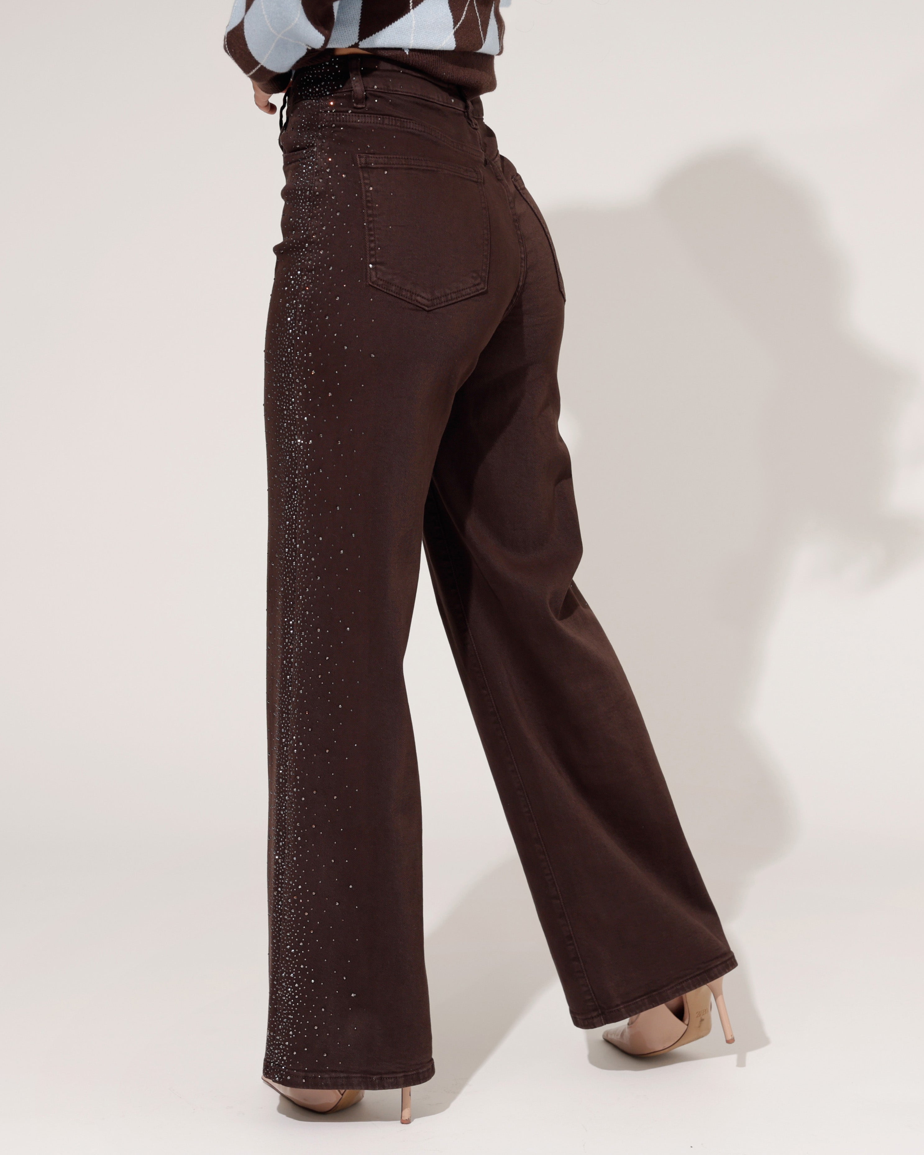 Laulia | Wide leg jeans Nena-5 Donkerbruin