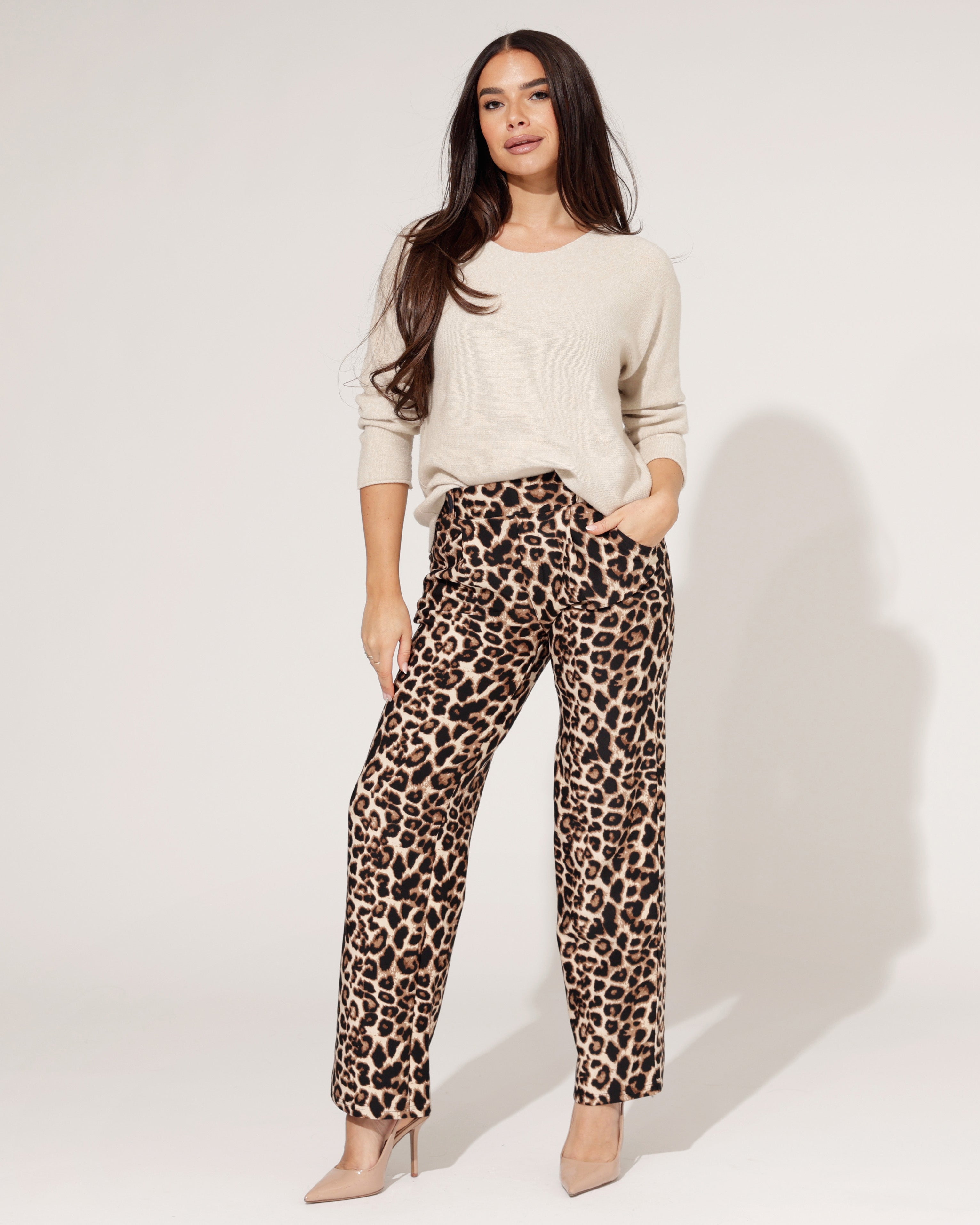 Wide Leg broek Quinn Panter Bruin