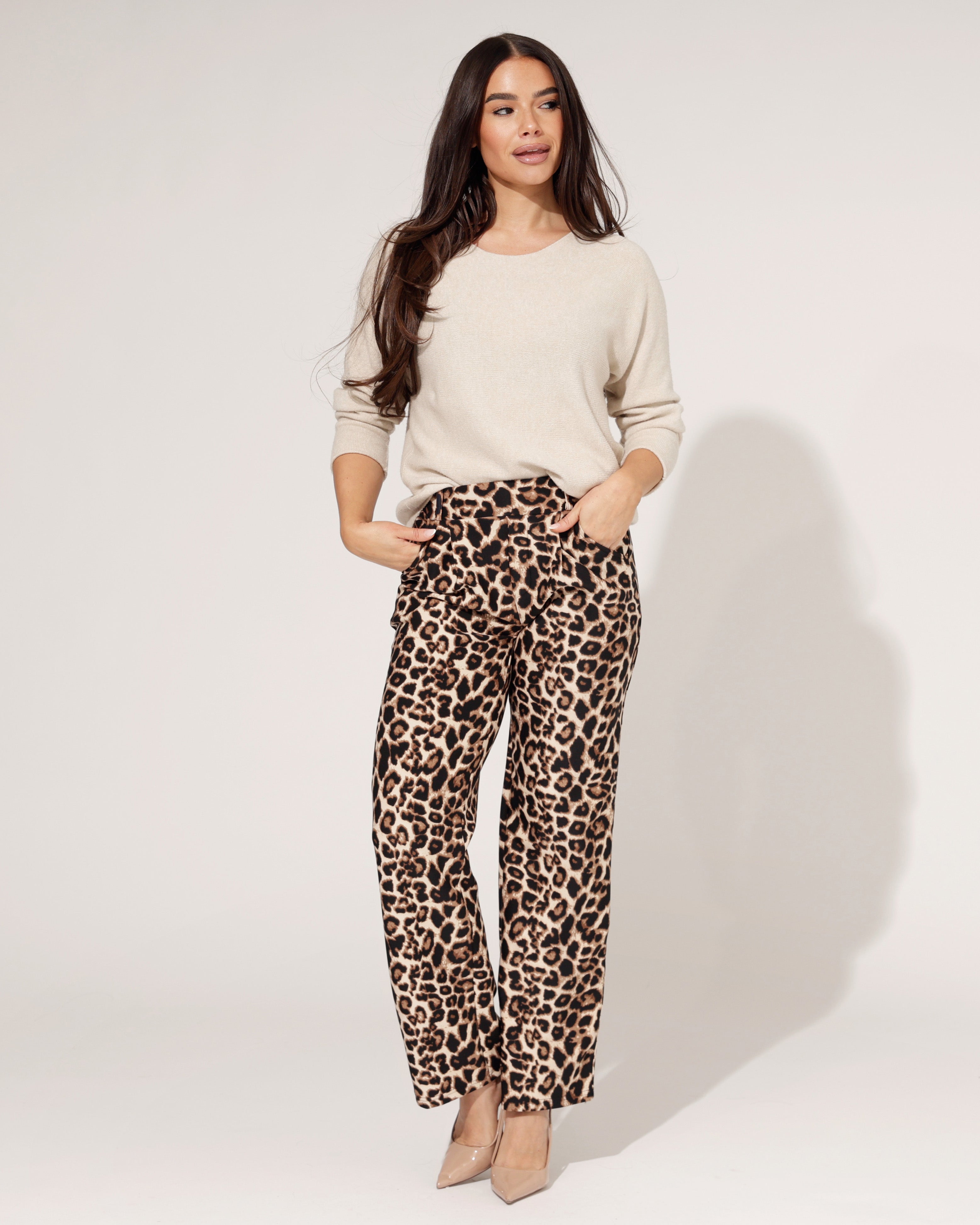 Wide Leg broek Quinn Panter Bruin