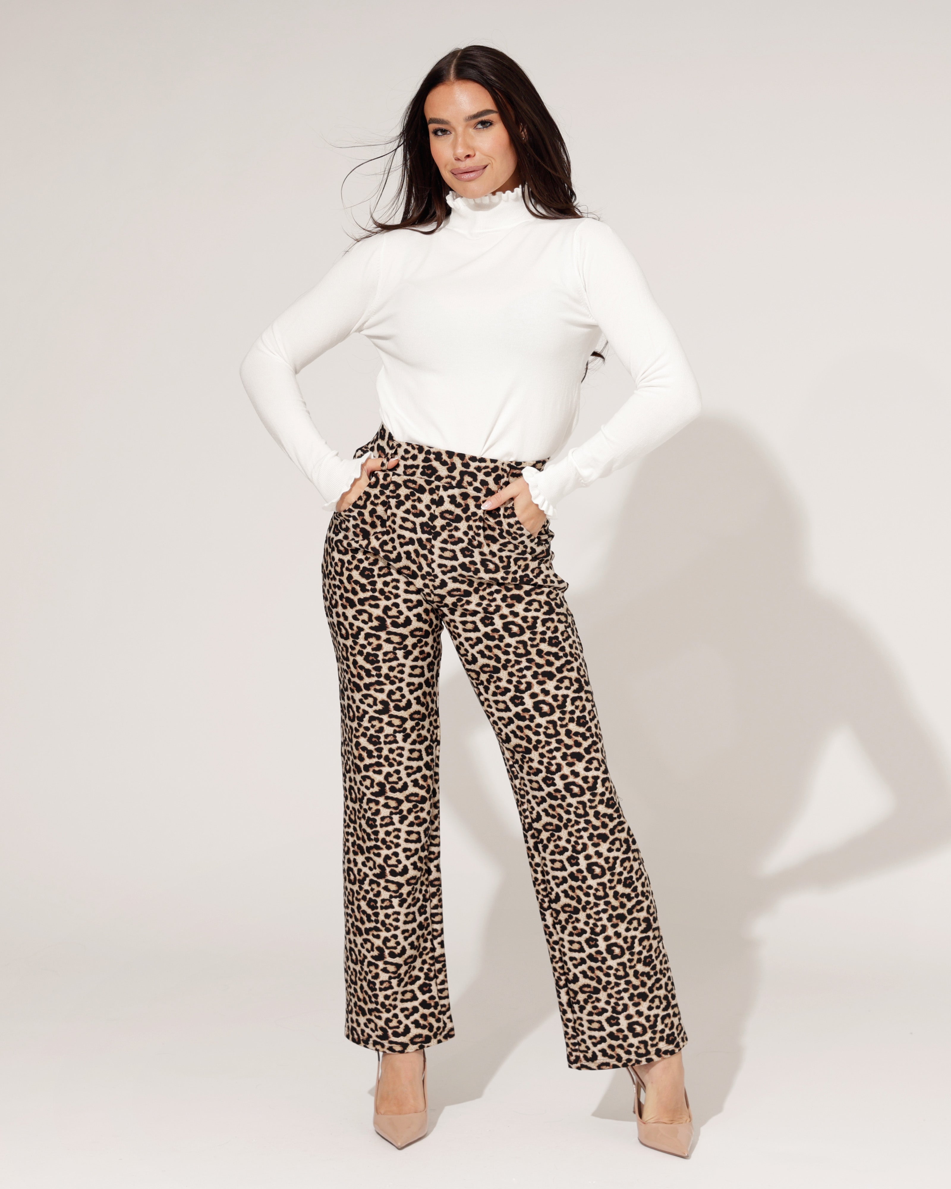 Wide leg broek Quinn Panter Zwart