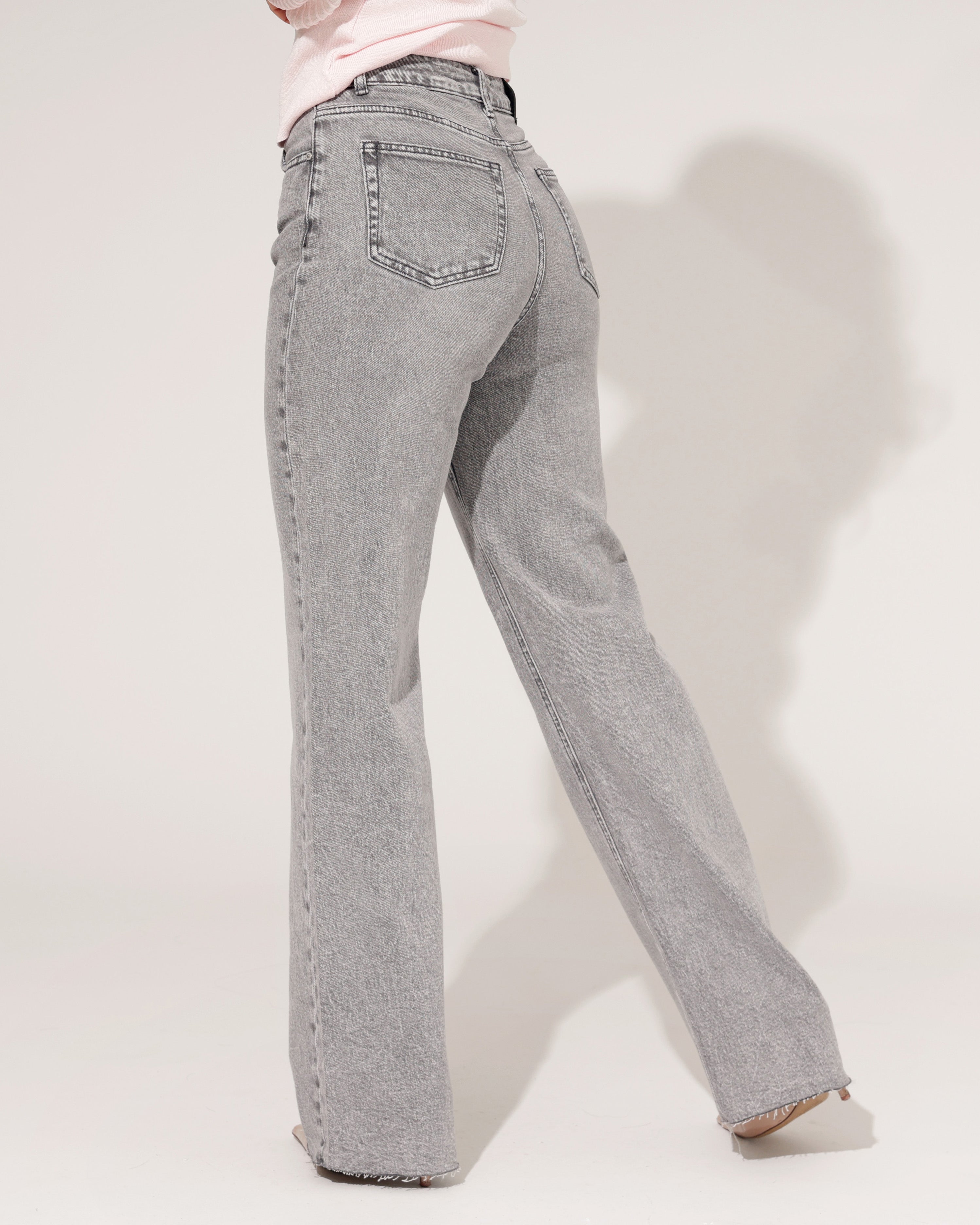 Queen Hearts | Wide leg jeans Nina-5 Donkergrijs