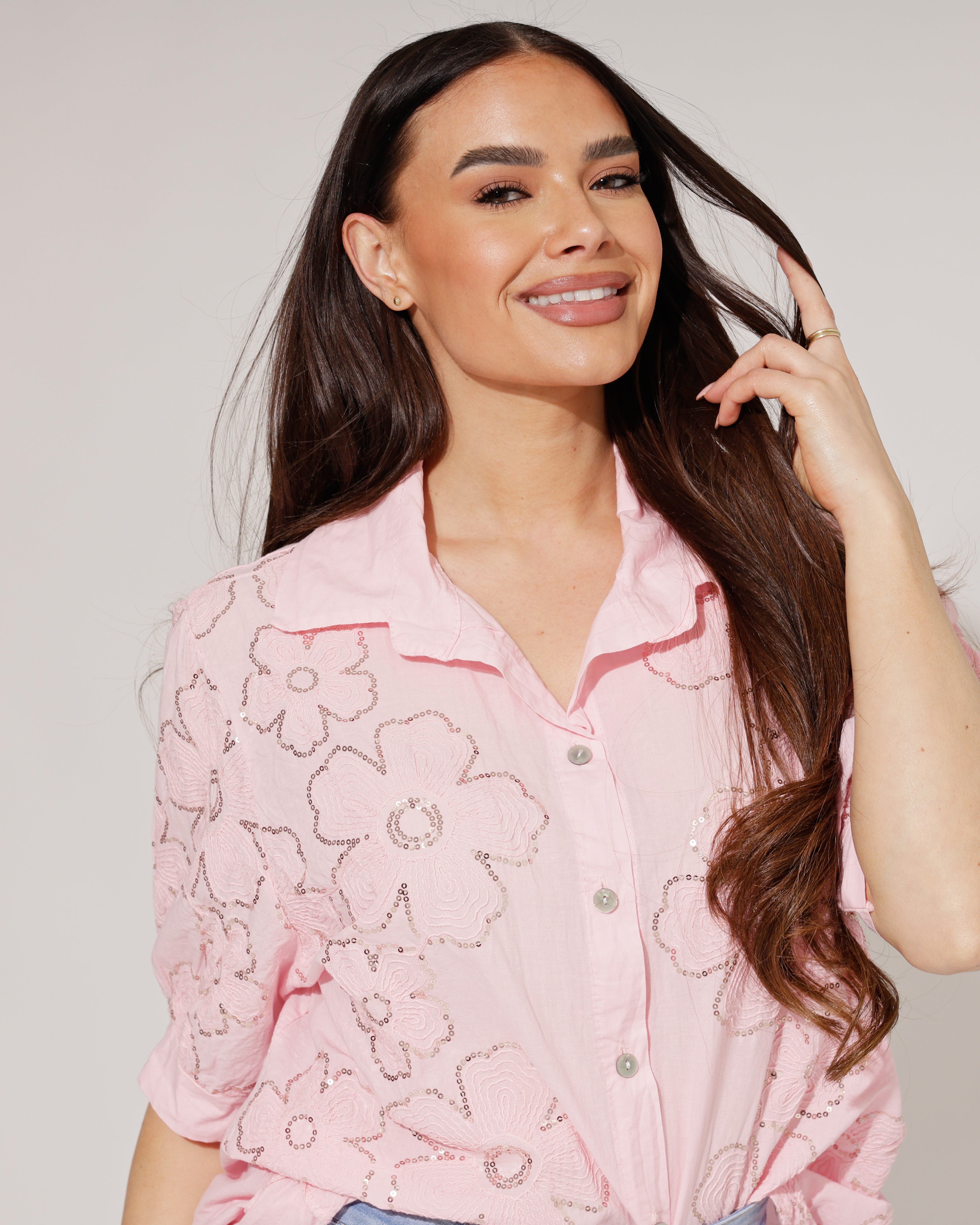 Blouse met bloemen Emily Roze