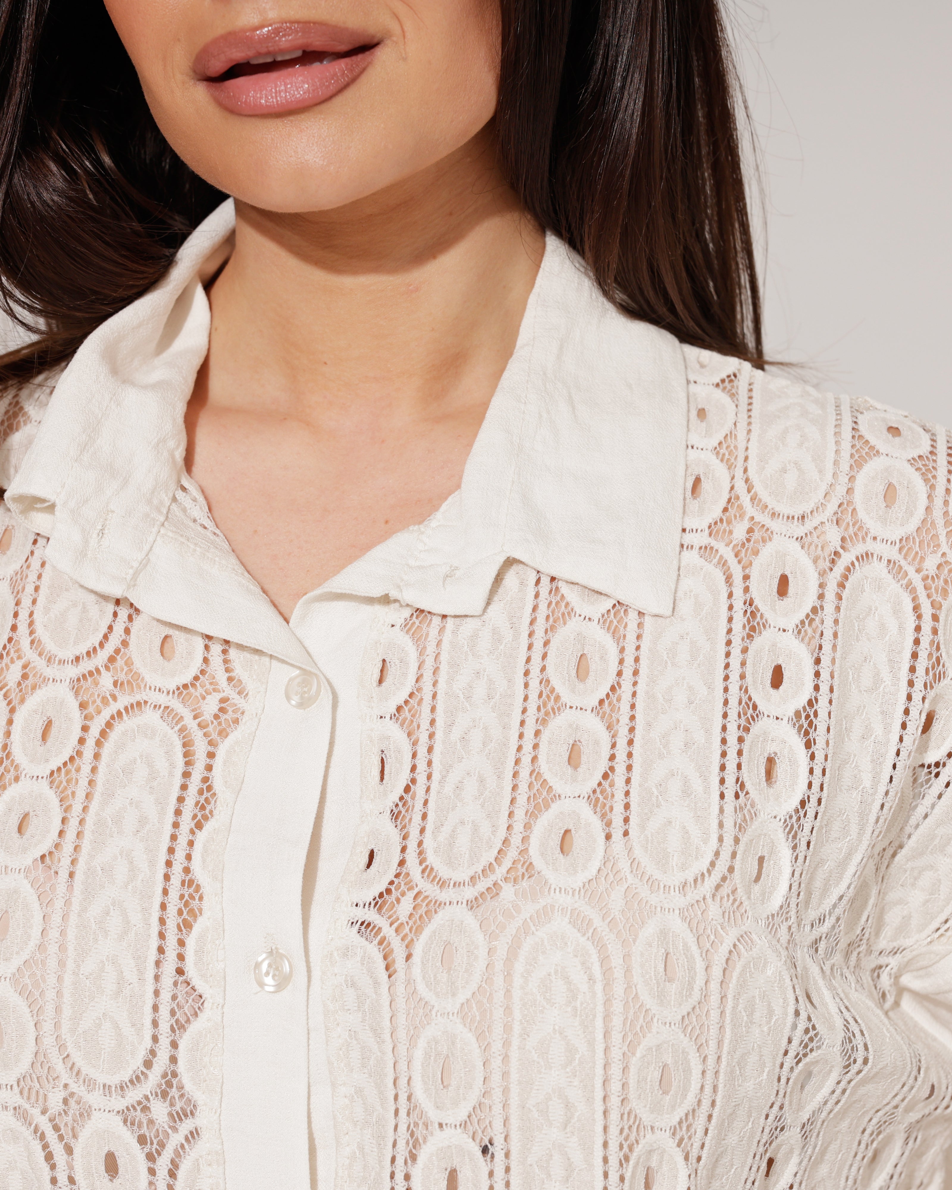 Blouse broderie Nova Beige