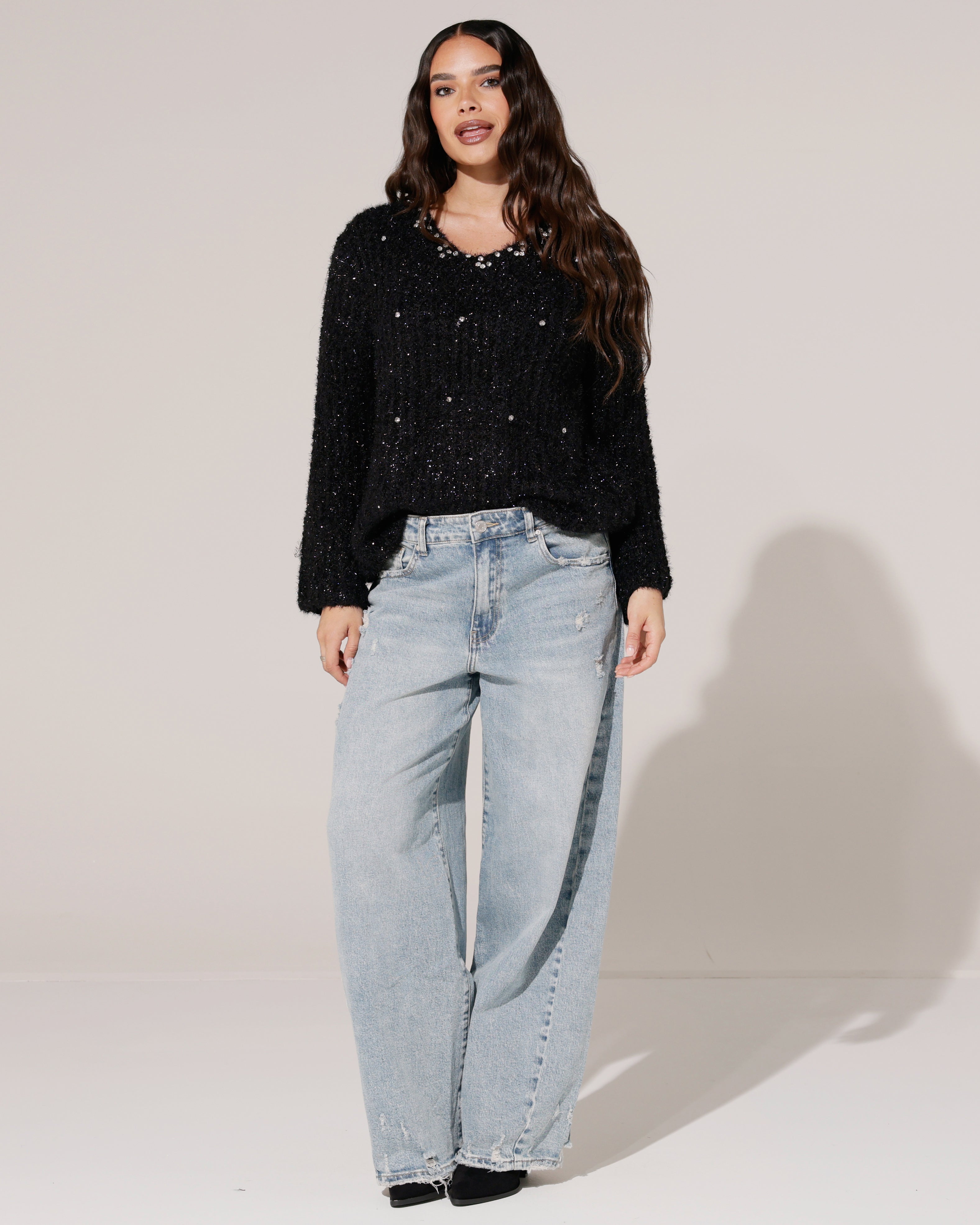 Teddy trui met glitters Lina Zwart