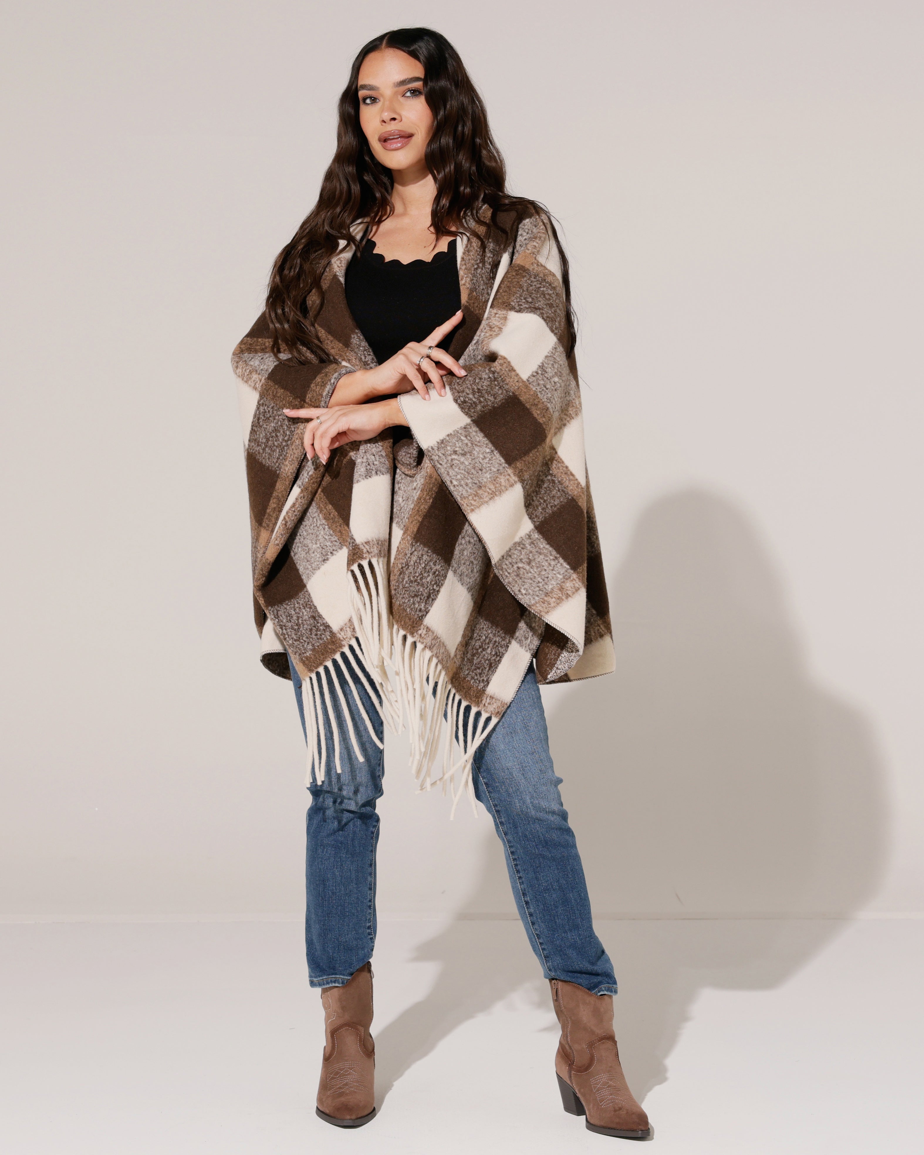 Geruite poncho Lize Bruin
