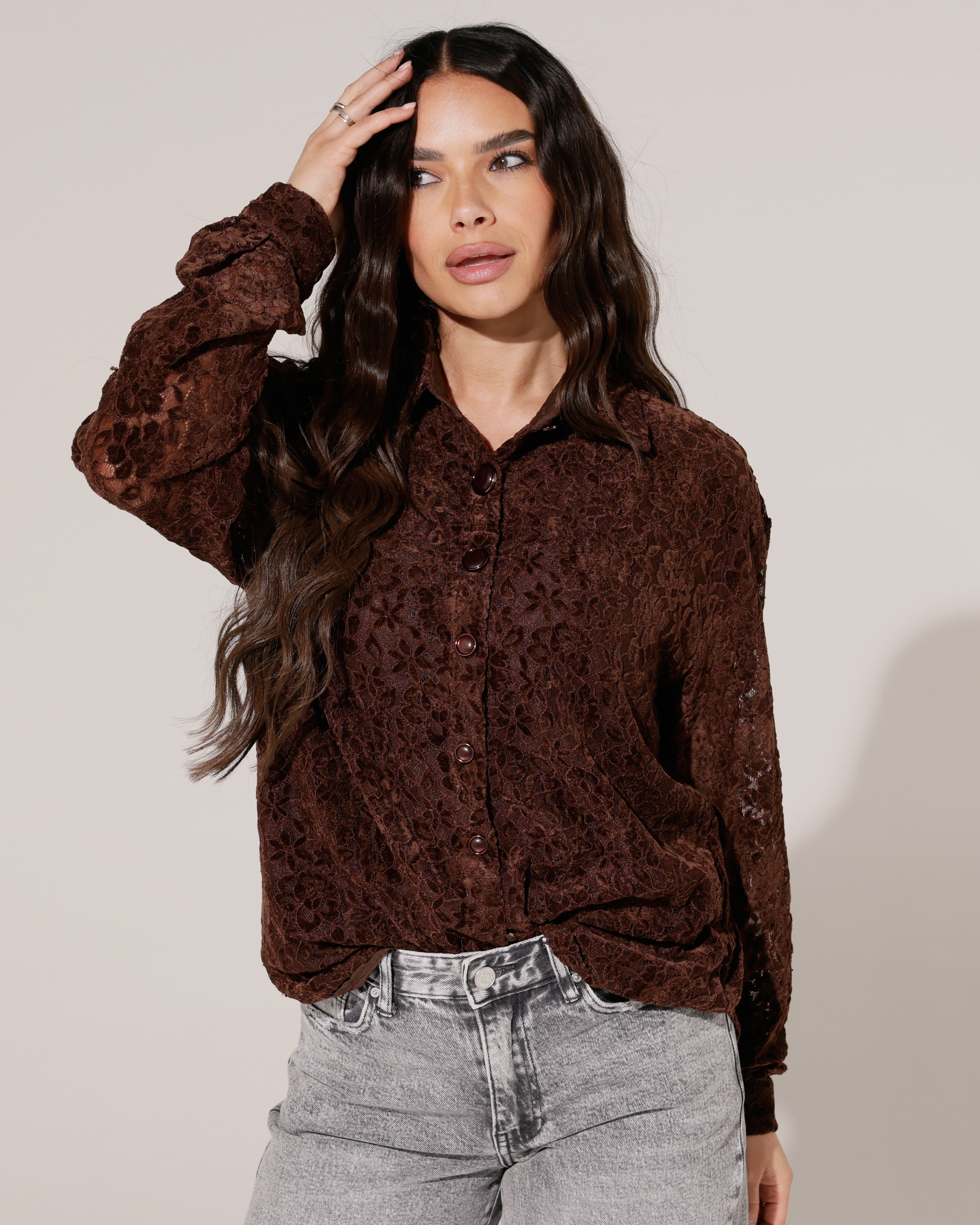 Kanten blouse Yara Bruin