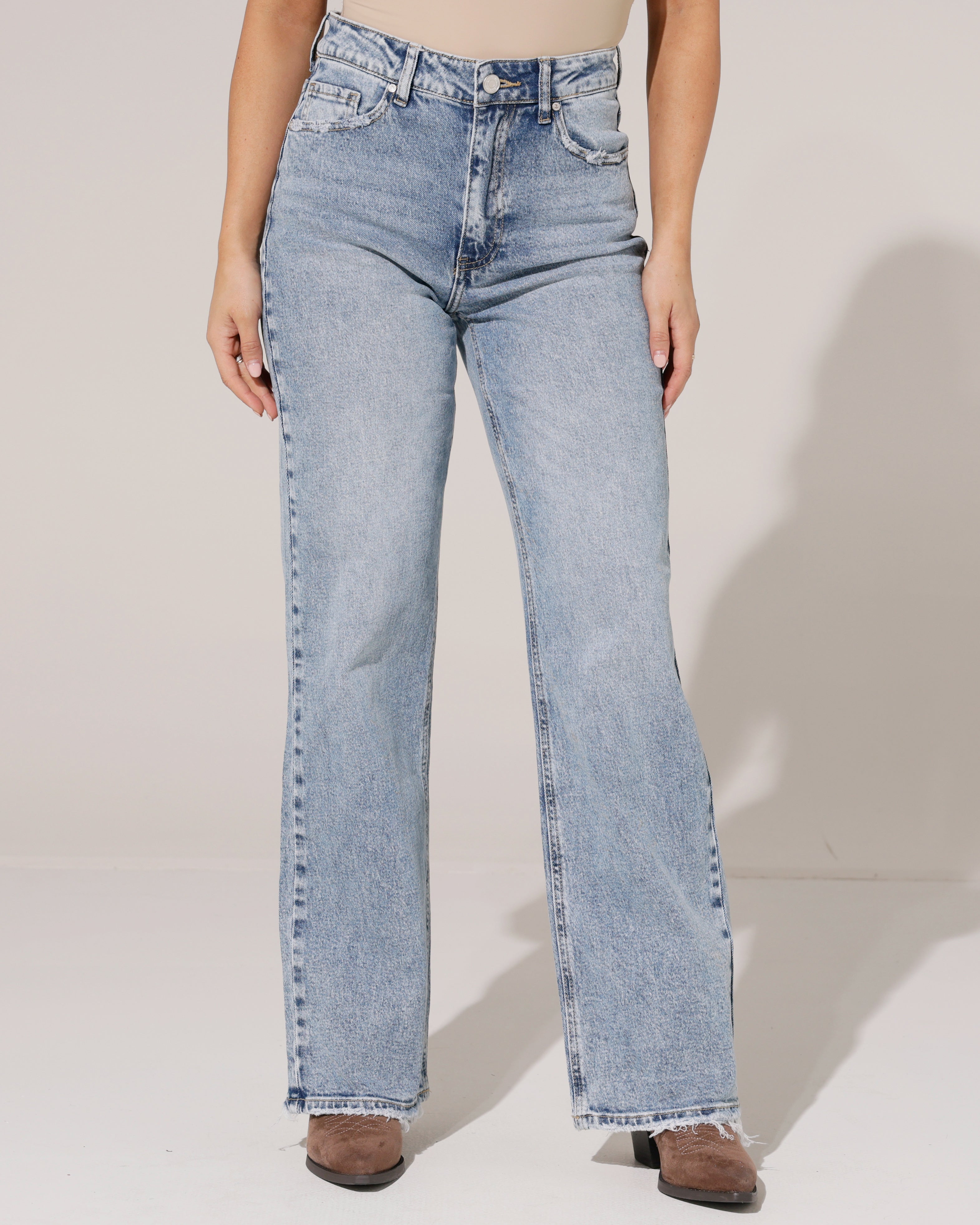 Queen Hearts | Wide leg jeans Pien-3 Blauw