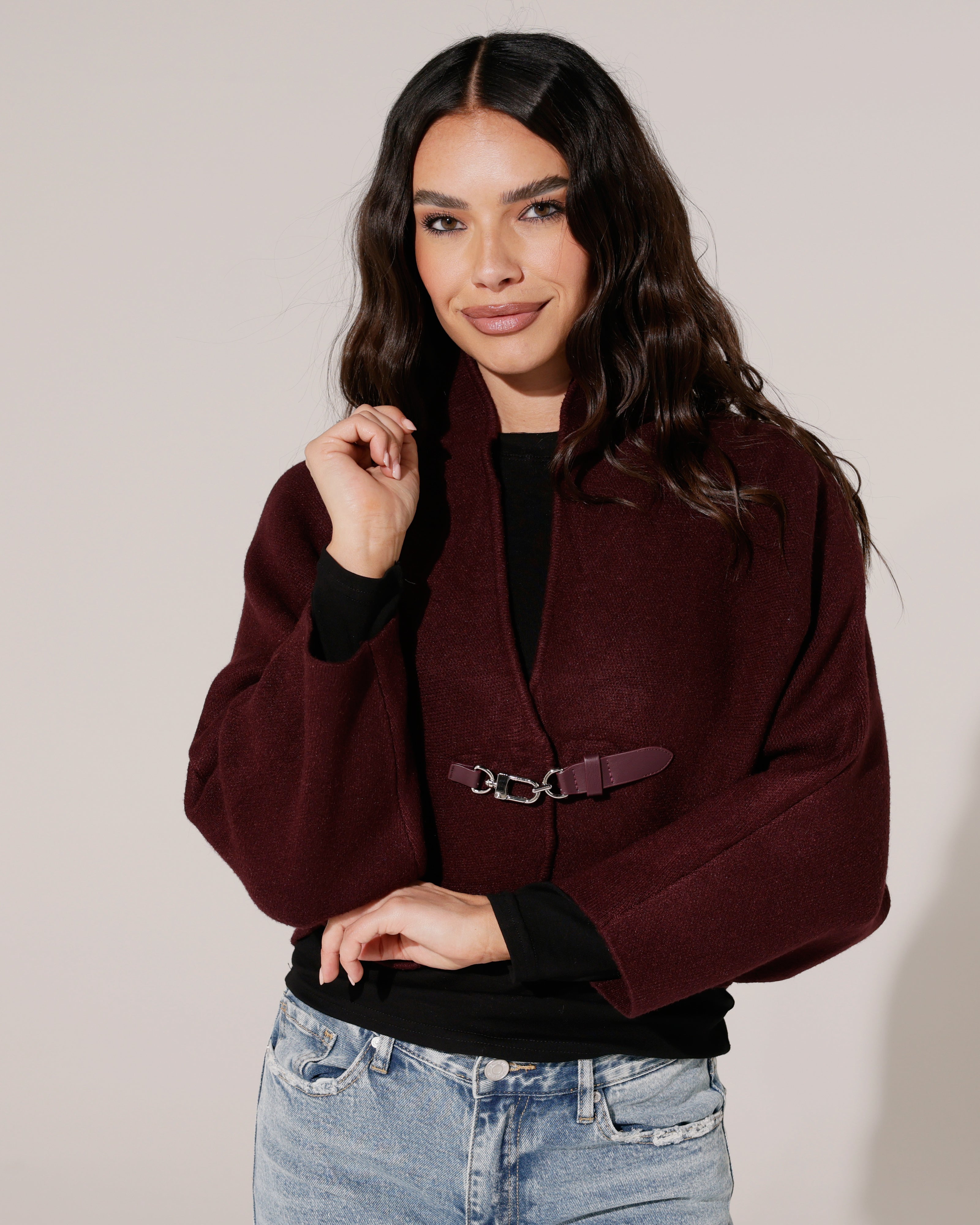 Kortvallend vest met kraag Kyr Bordeaux