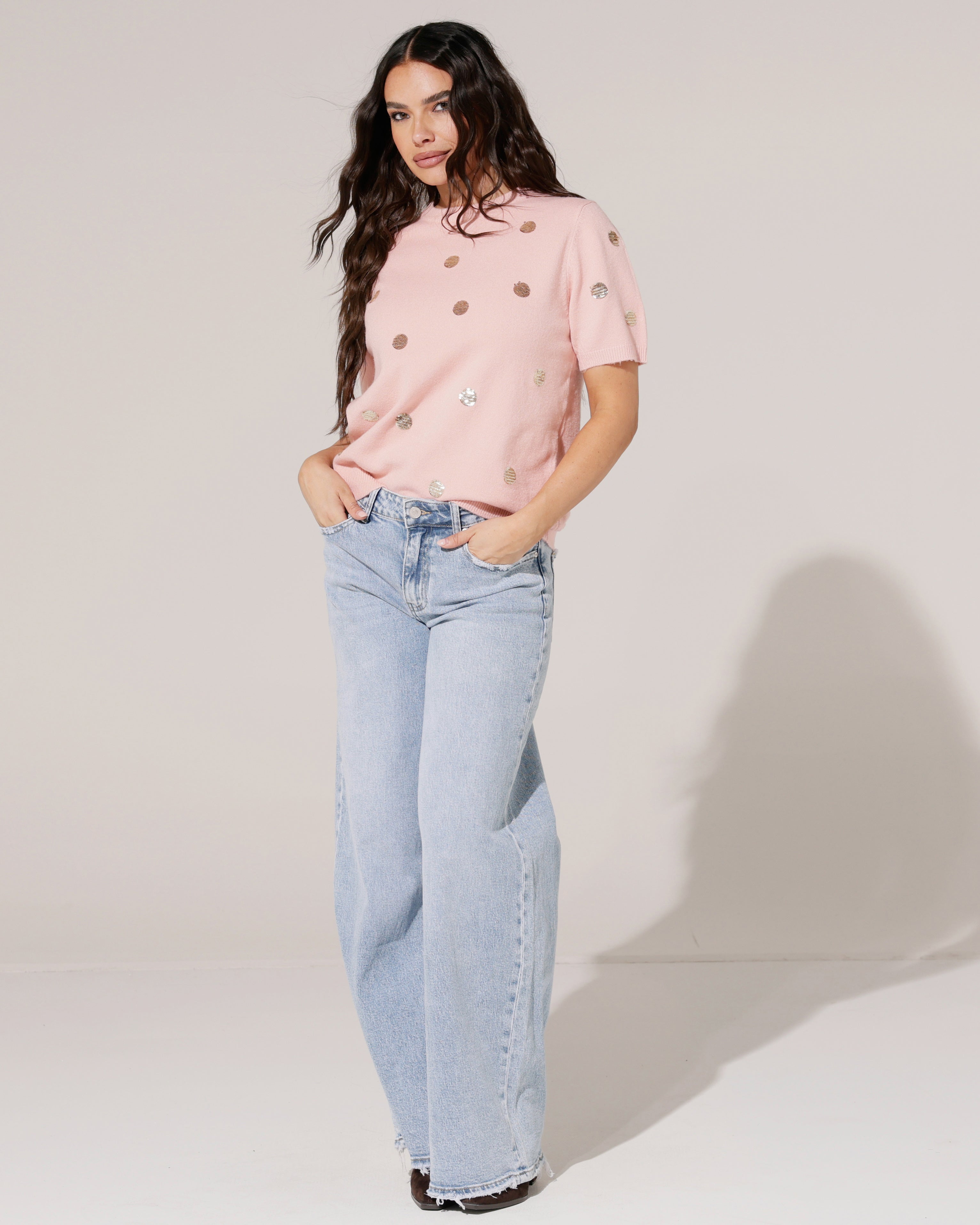 Queen Hearts | Wide leg jeans, Mid waist Vicky Blauw