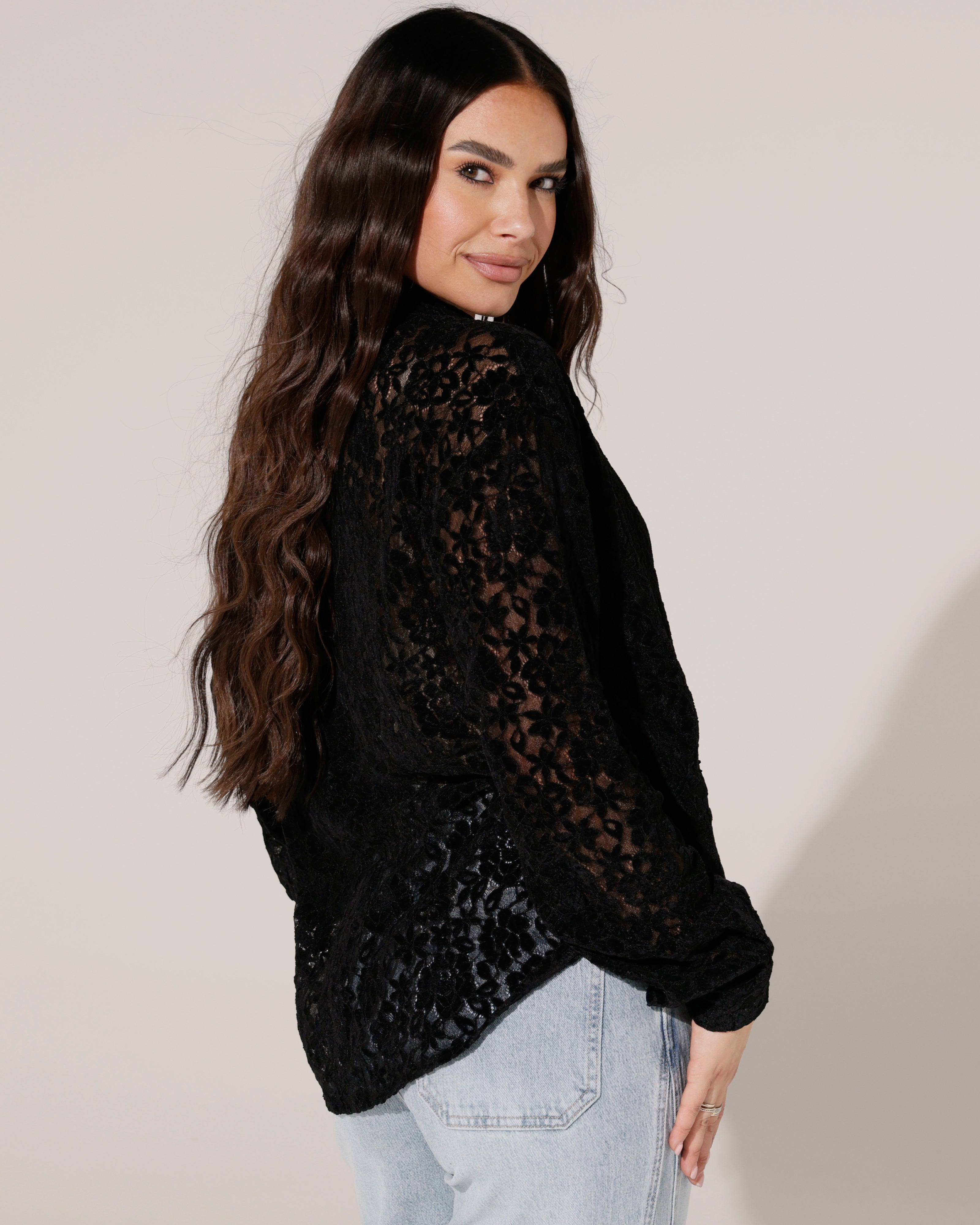 Kanten blouse Yara Zwart