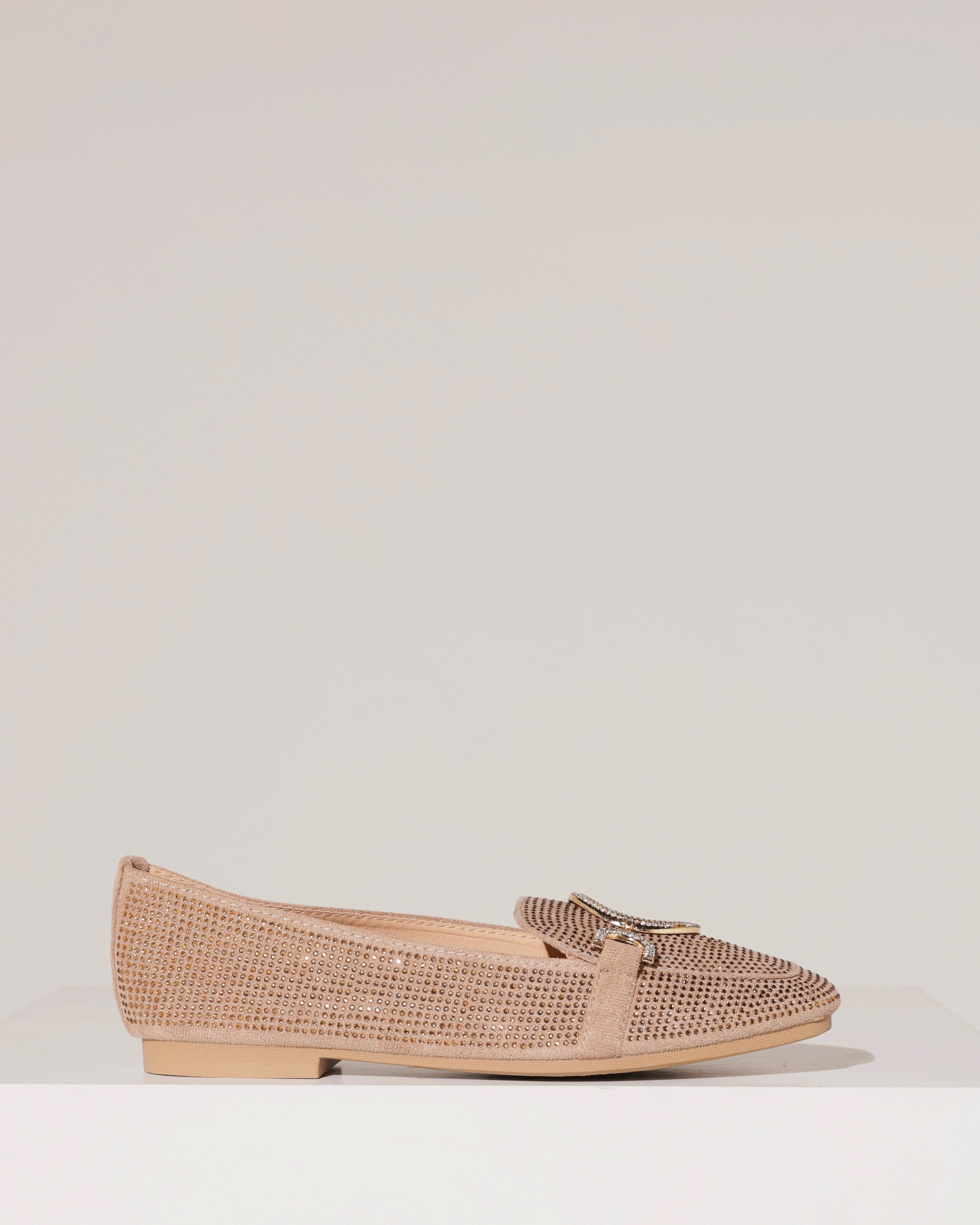 Loafer met strass en gesp Lizzy Taupe