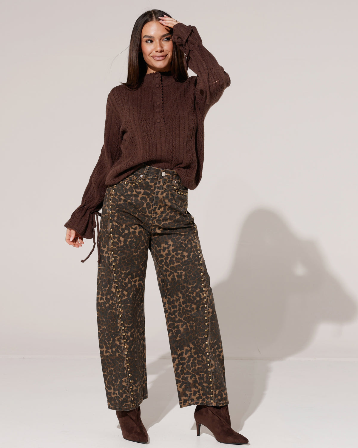 Jewelly | Ballon jeans met studs Yazz Panter Bruin