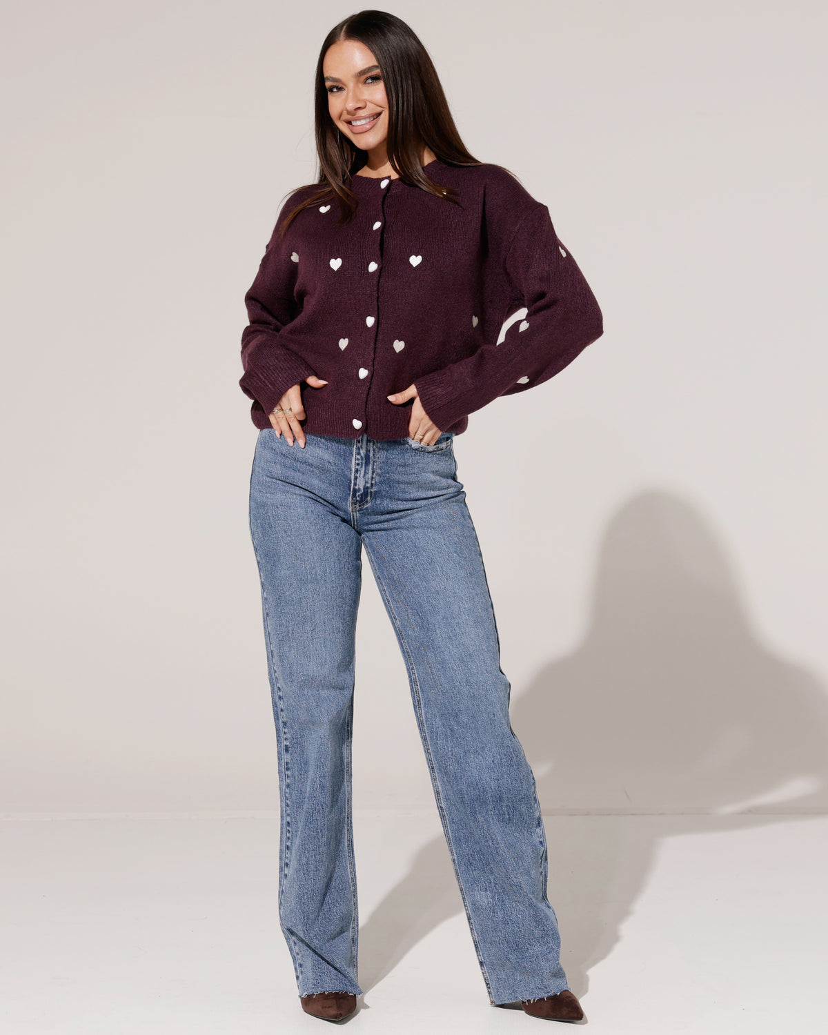 Queen Hearts | Wide leg jeans met strass TALL Elena-1 Blauw