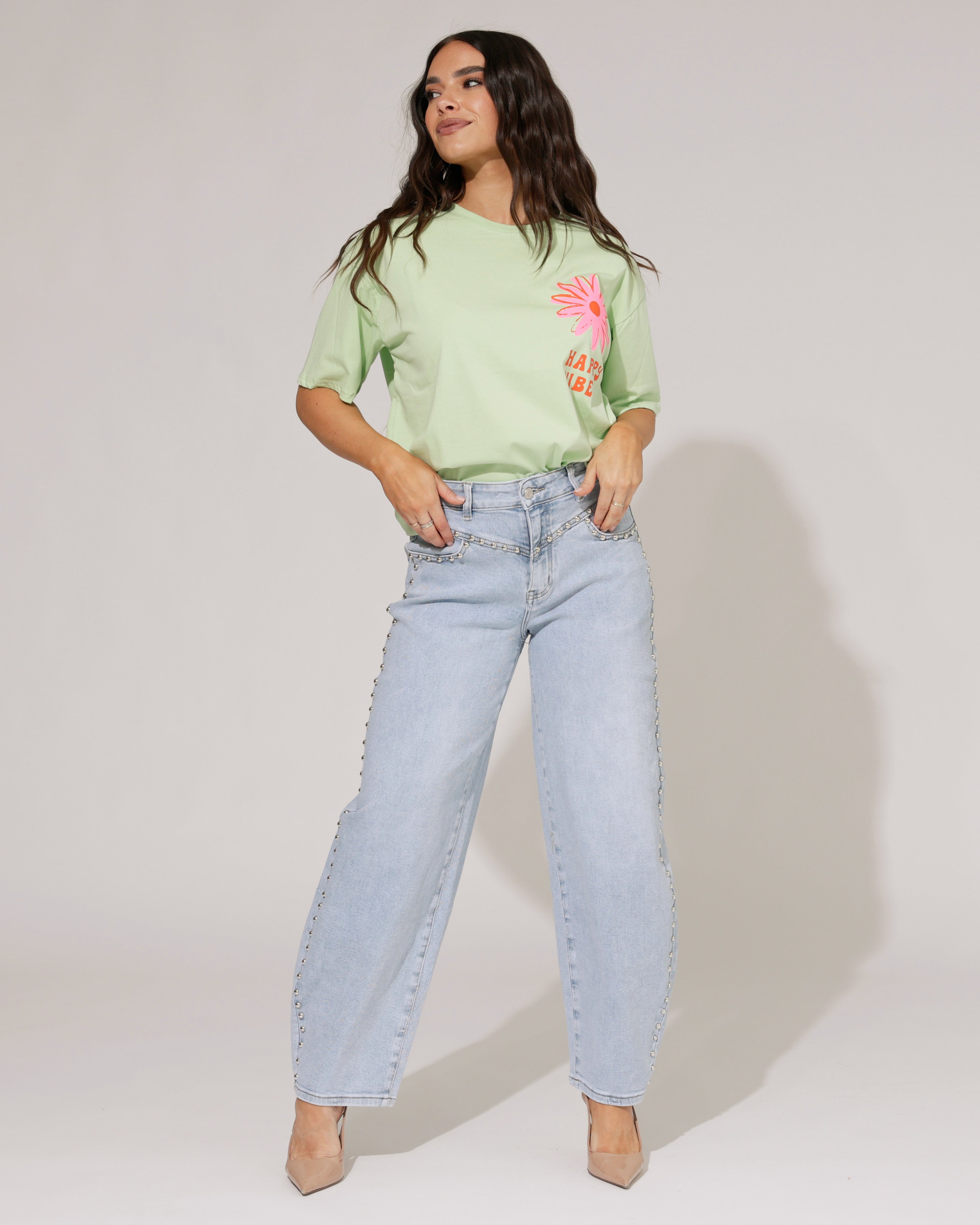 Laulia | Barrel jeans studs Yf Lichtblauw