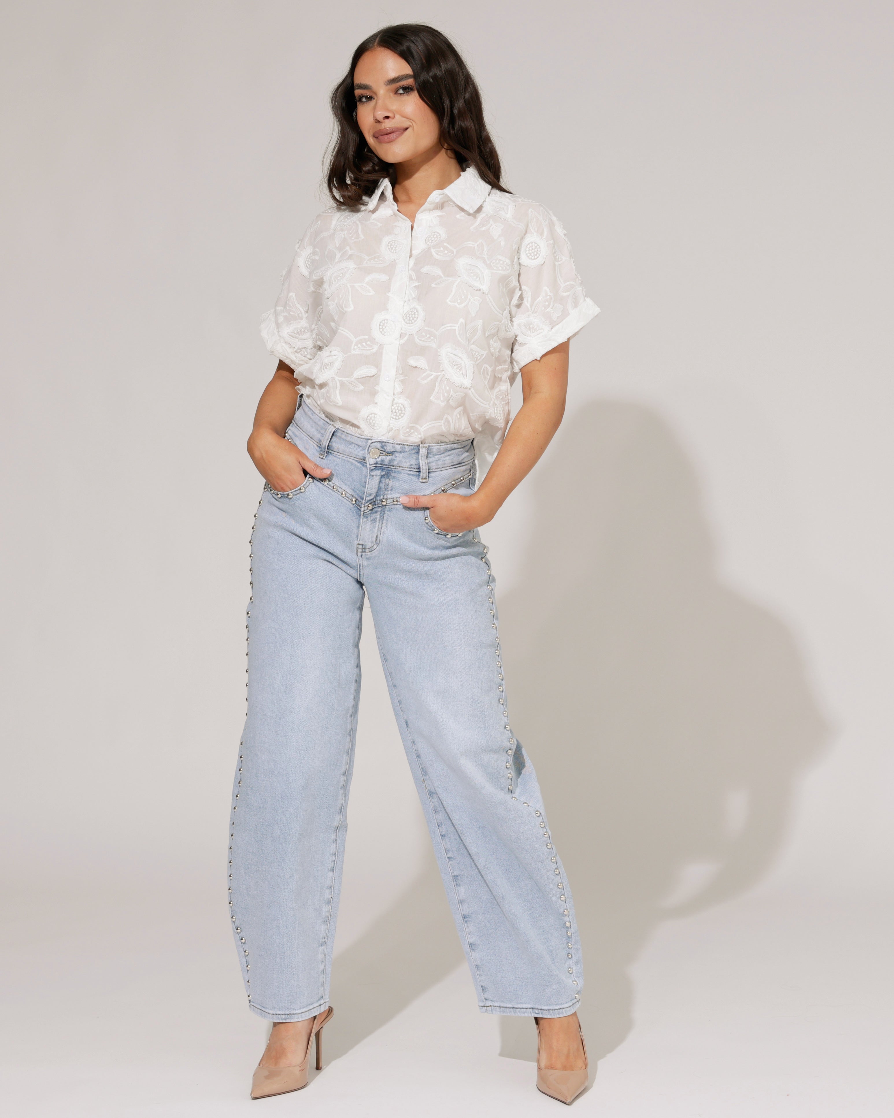 Blouse met bloemen Vicky Wit