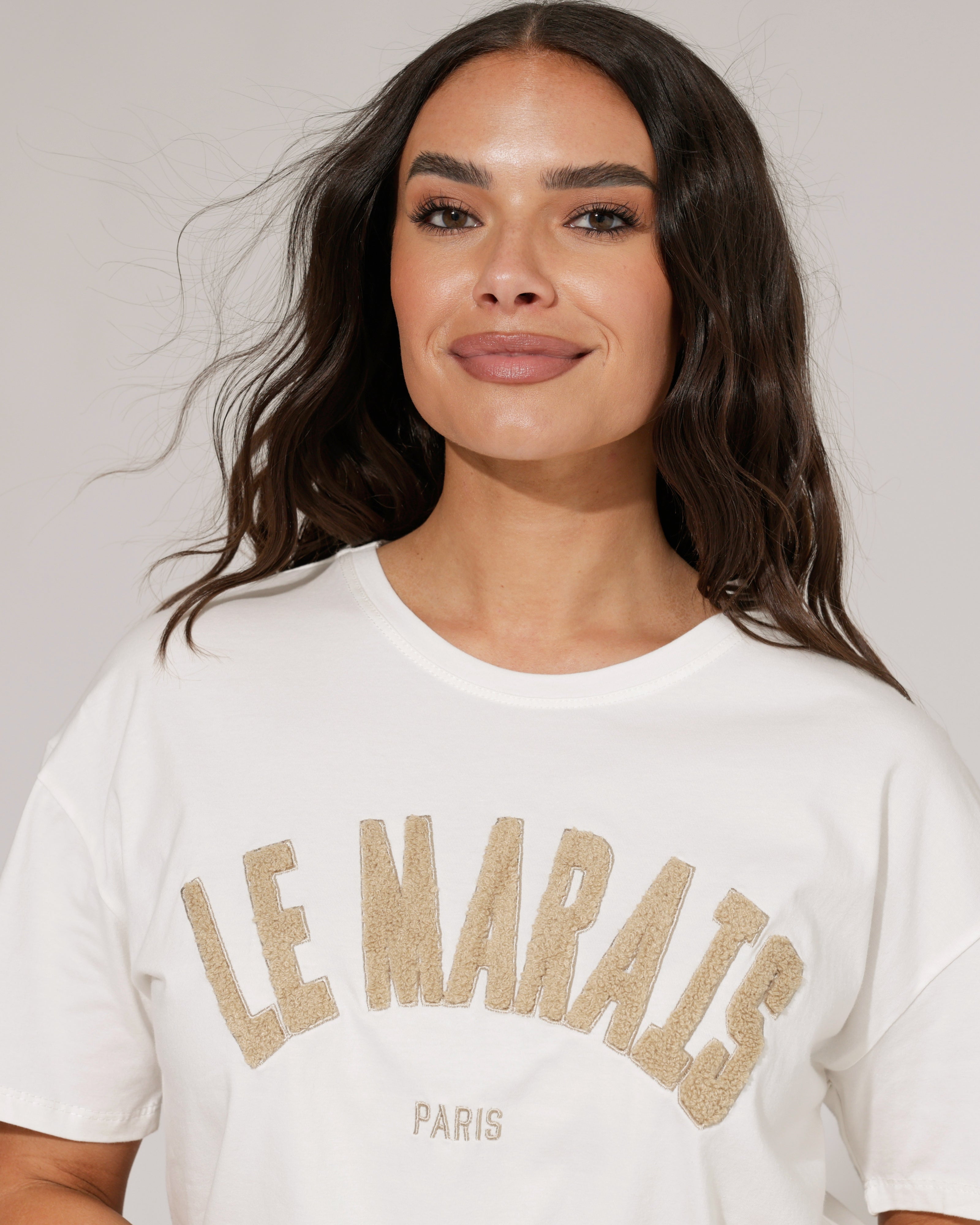 T-shirt le Marais Wit/ Beige