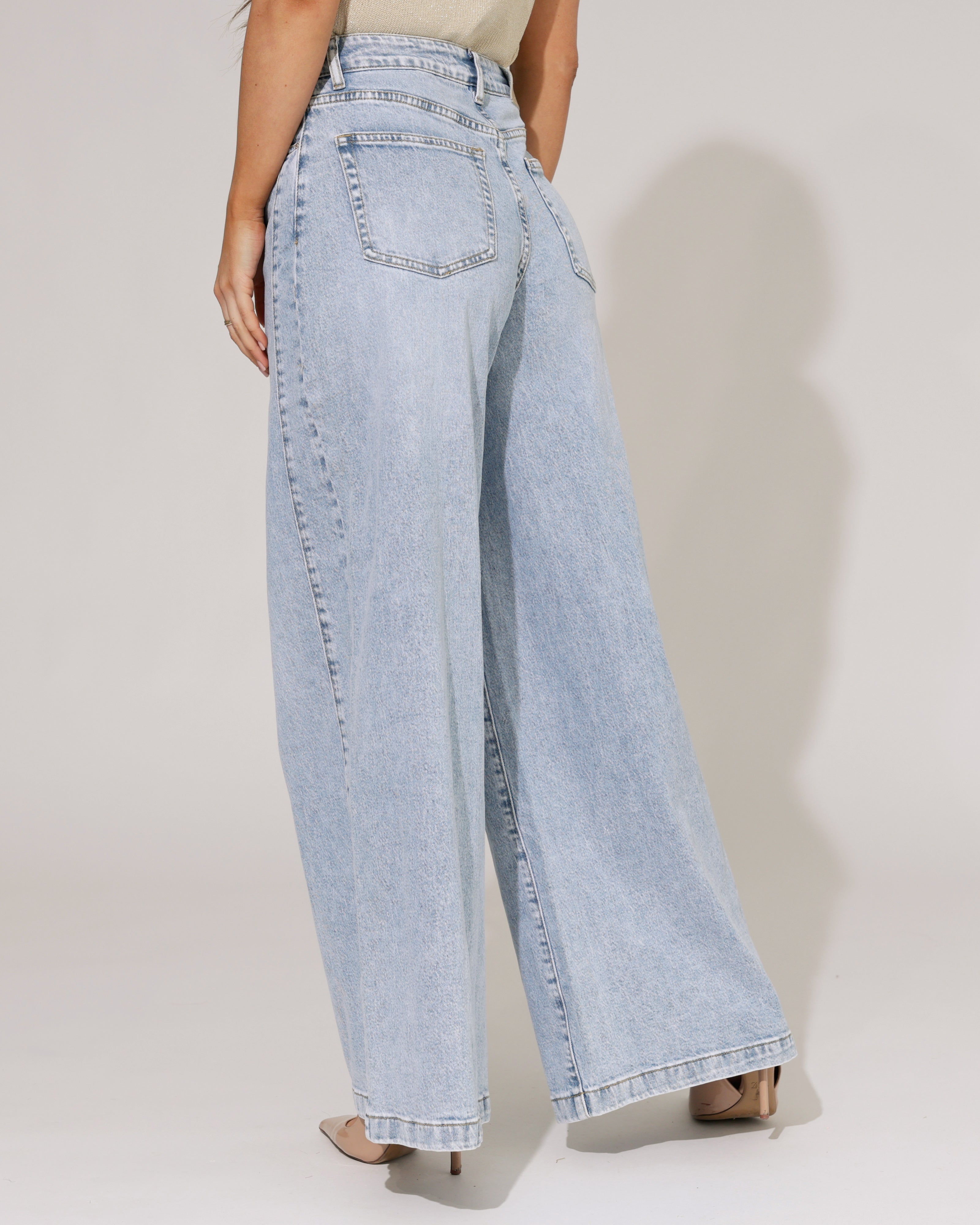 Queen Hearts | Extra wide leg jeans Maddy-1 Blauw