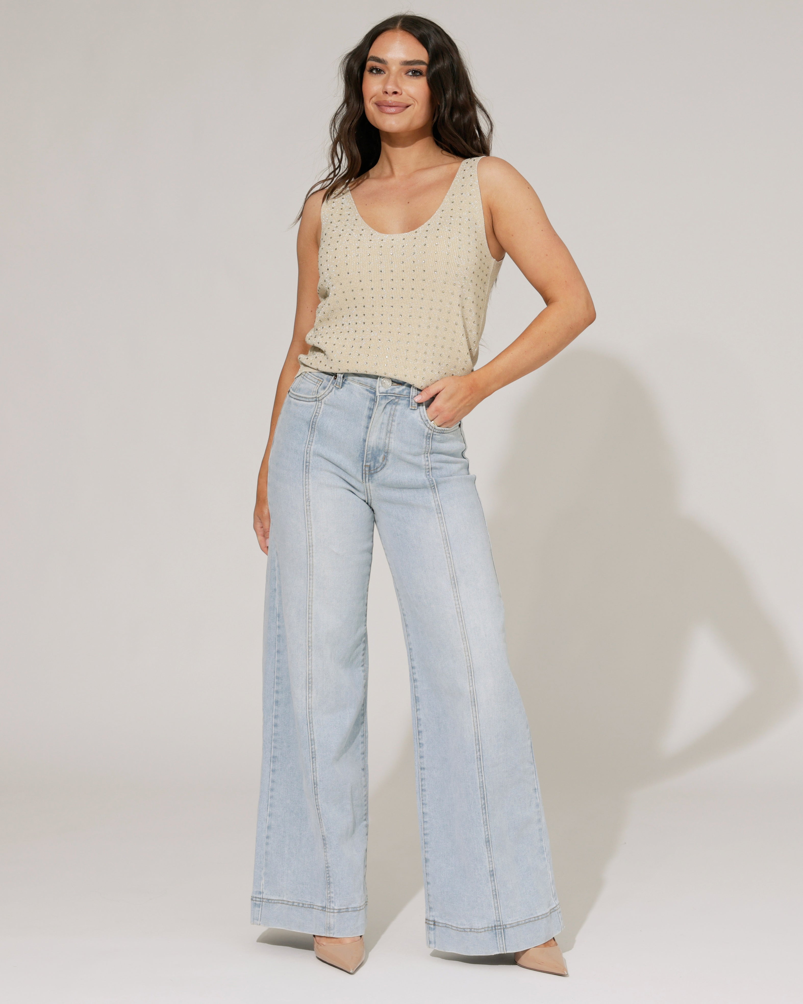 VS Miss | Palazzo jeans Rory Lichtblauw