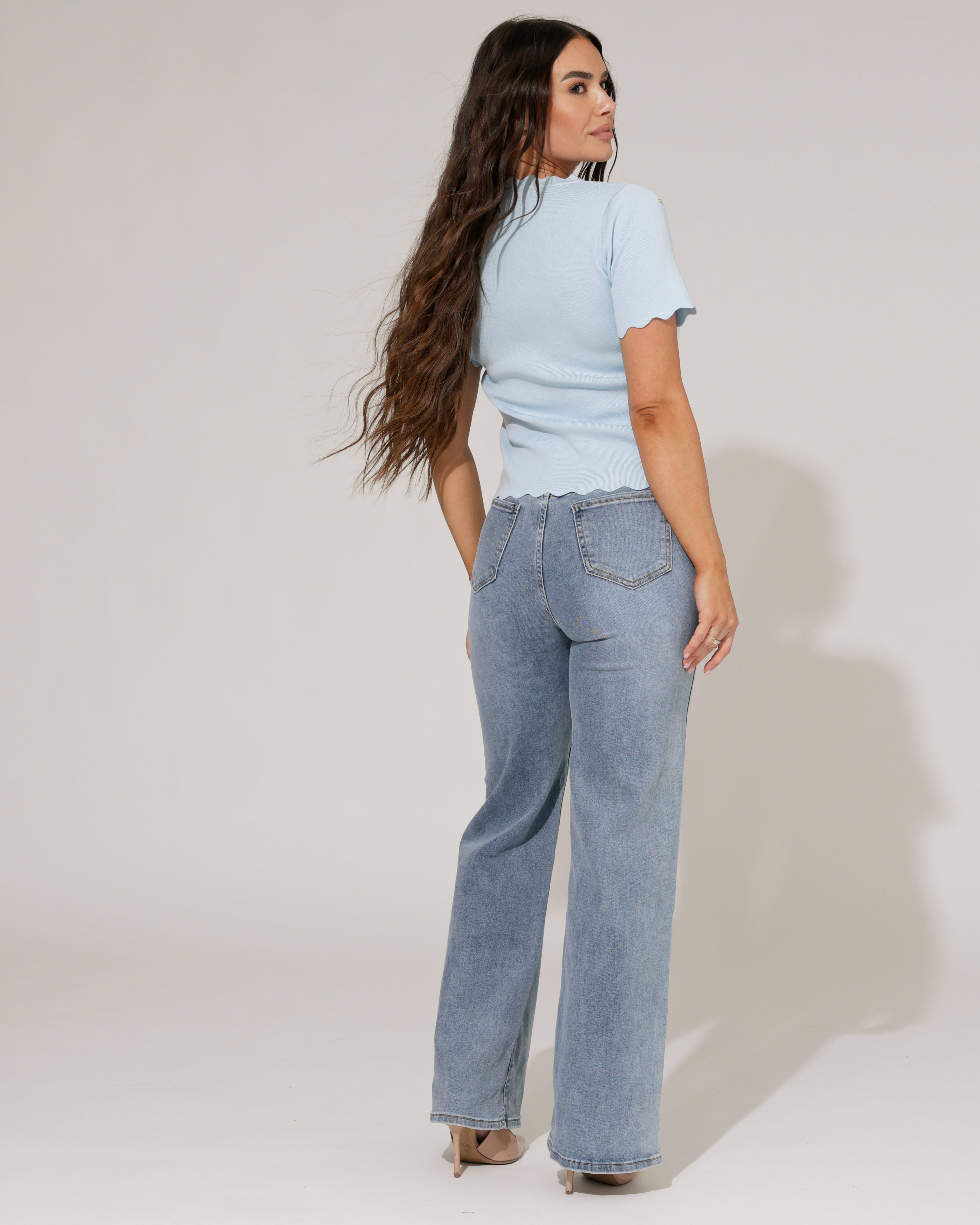 Hello Miss | Wide leg jeans Nicole-2 Blauw