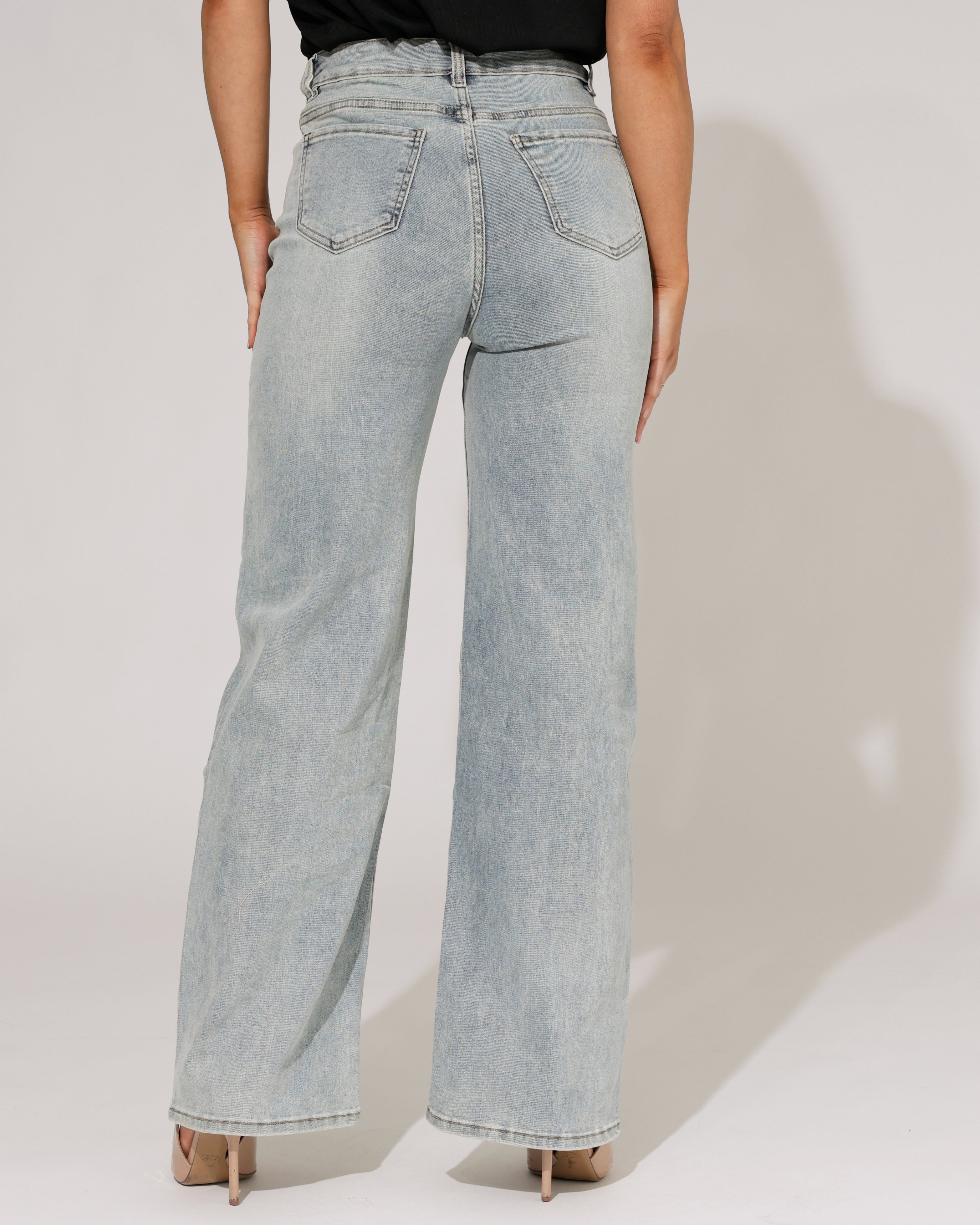 Hello Miss | Wide leg jeans Nicole-3 Blauw