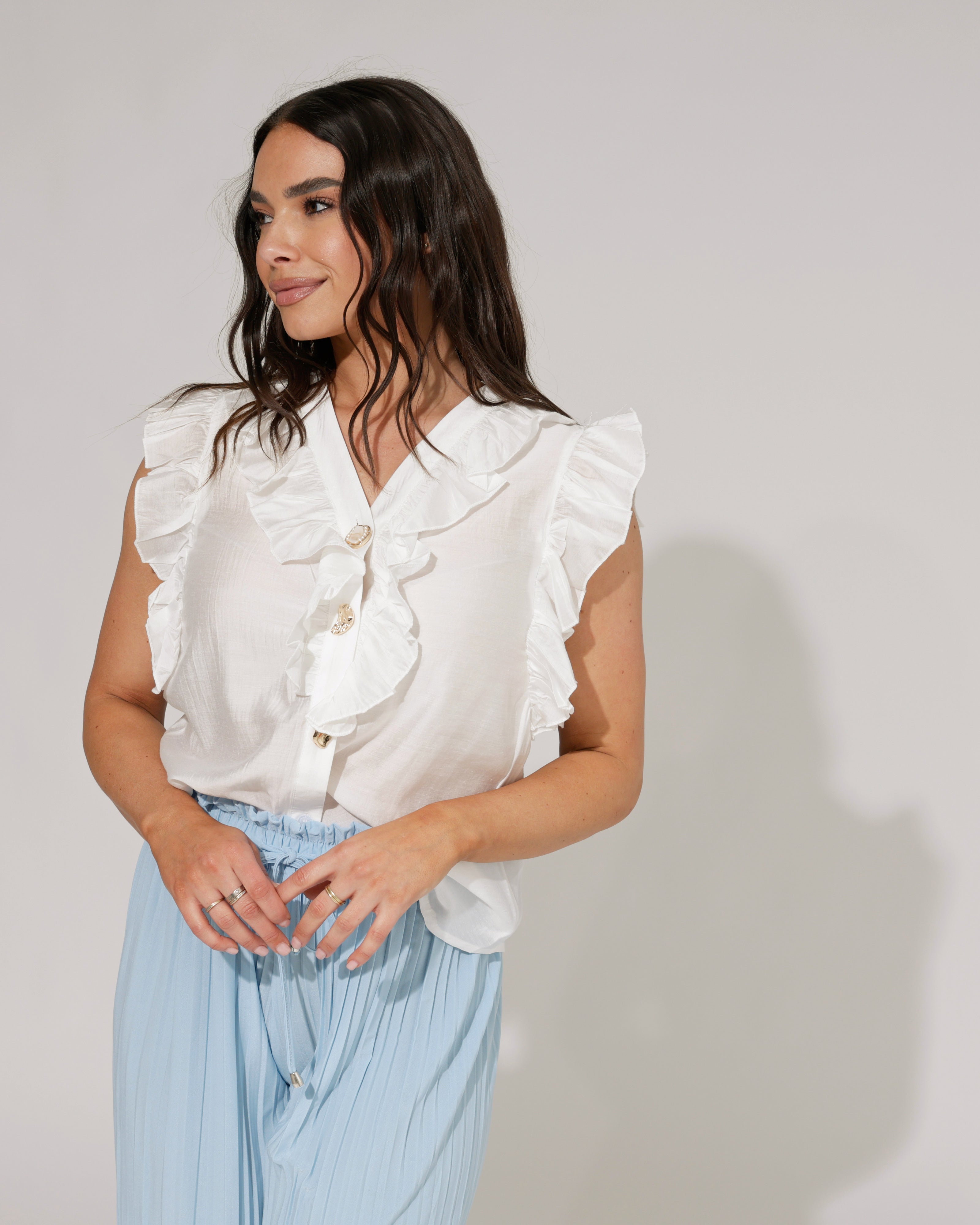 Blouse met ruffle Gigi Wit
