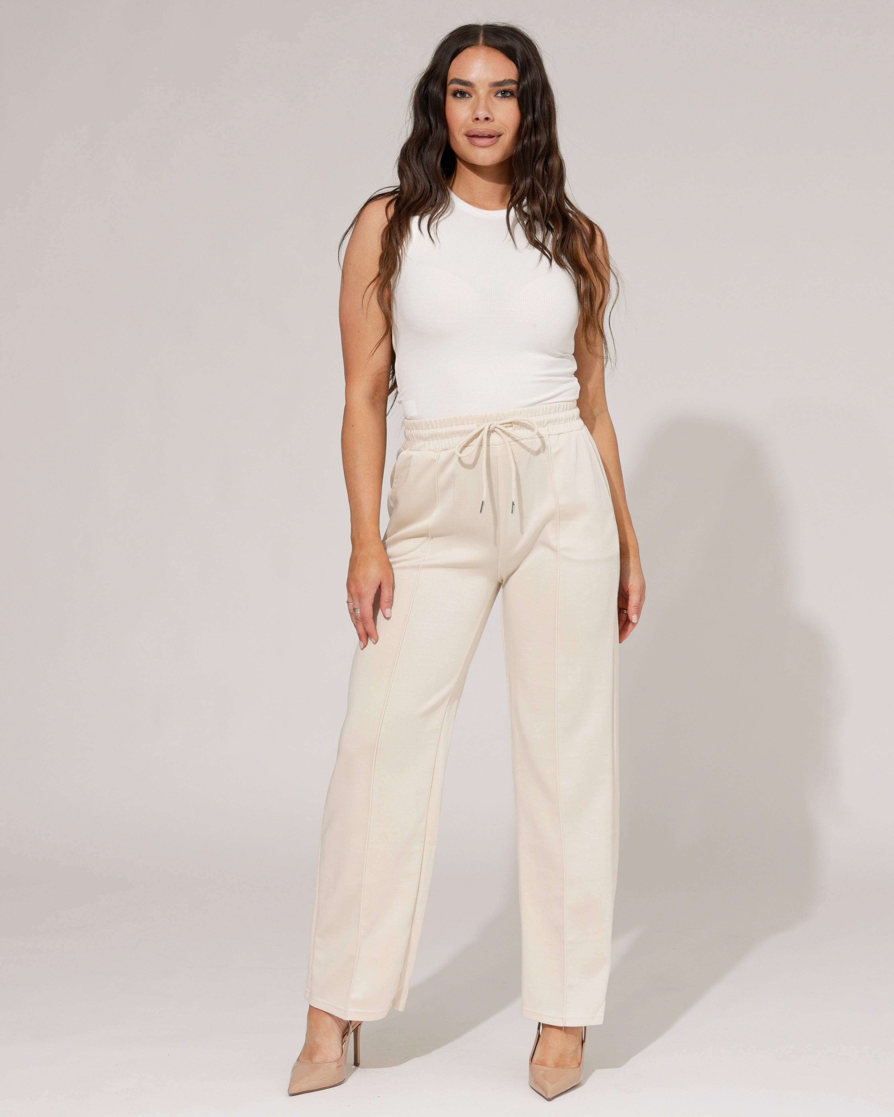 Wide leg broek Rozaly Beige