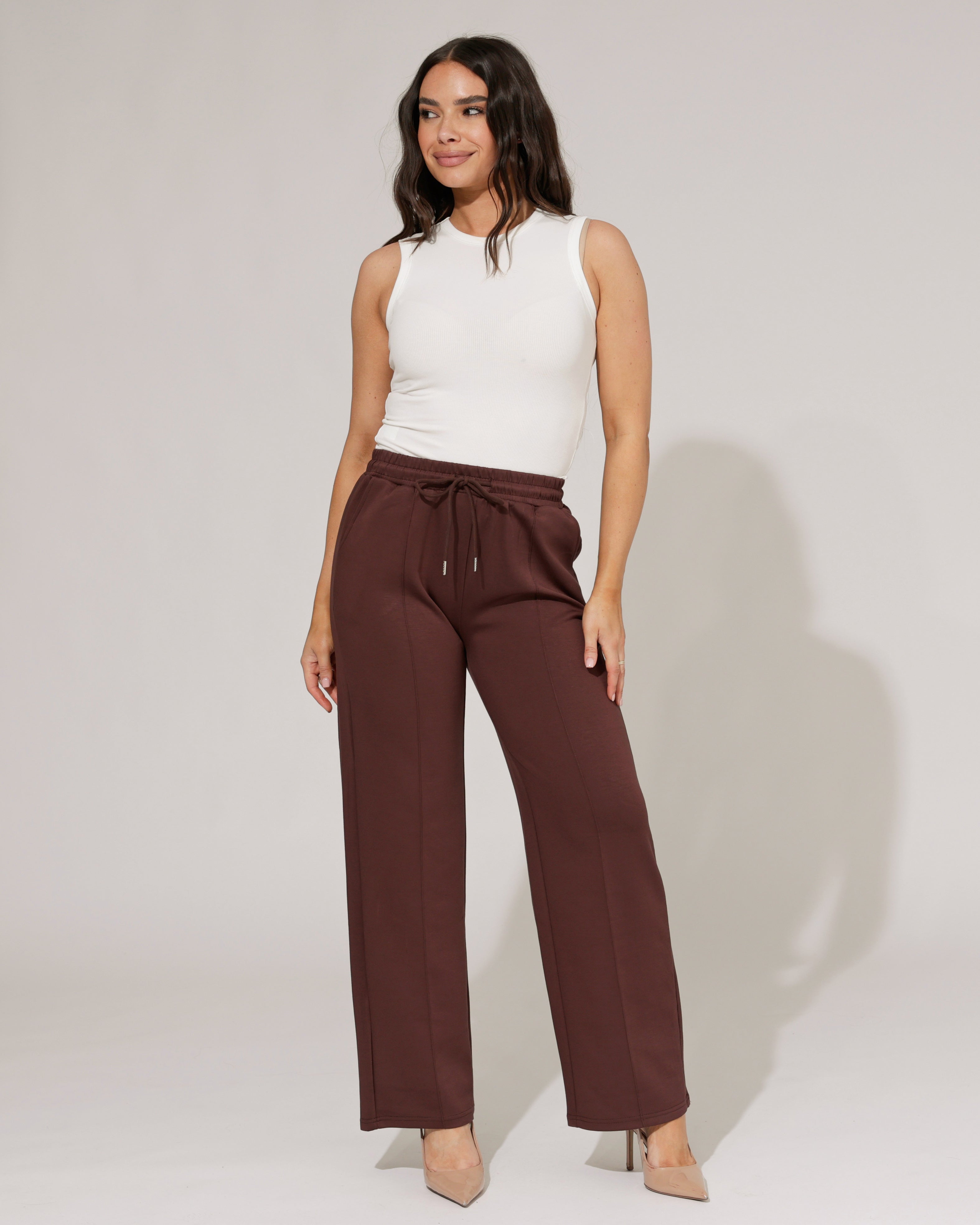 Wide leg broek Rozaly Donkerbruin