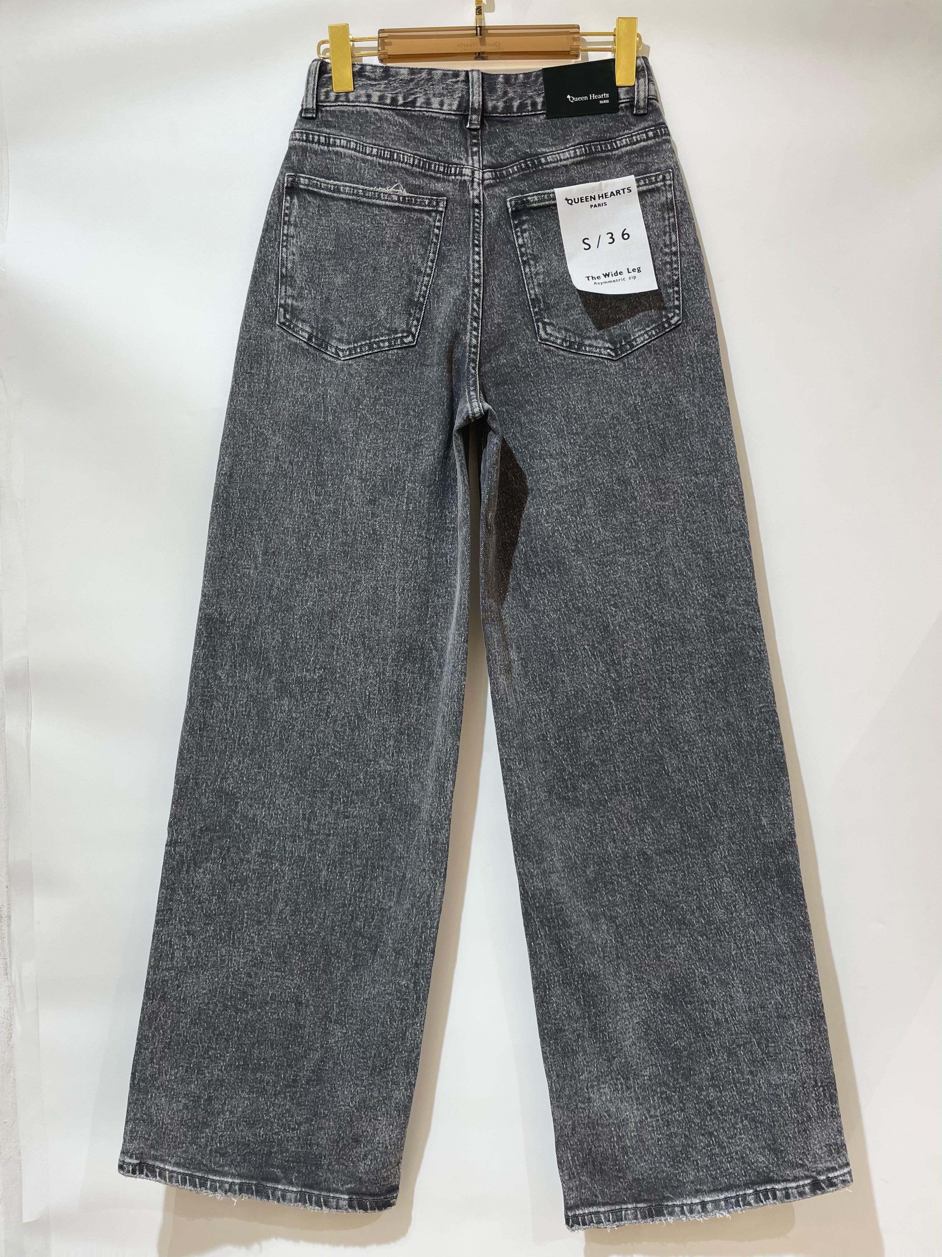 Queen Hearts | Wide leg jeans Luna-7 Donkergrijs