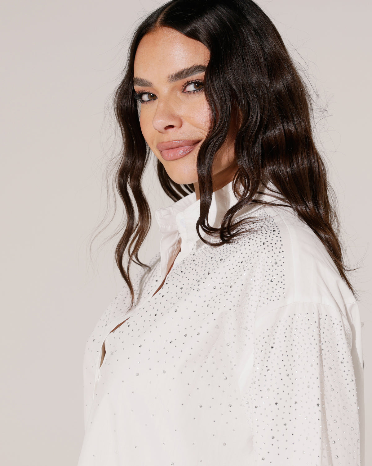 Blouse met strass Yazz in wit, extra aanzicht 4