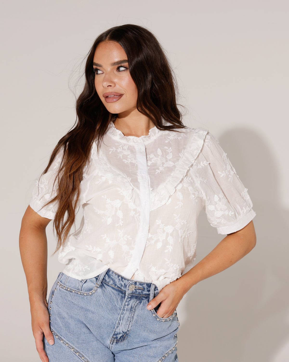 Blouse Nela in wit, extra aanzicht 2