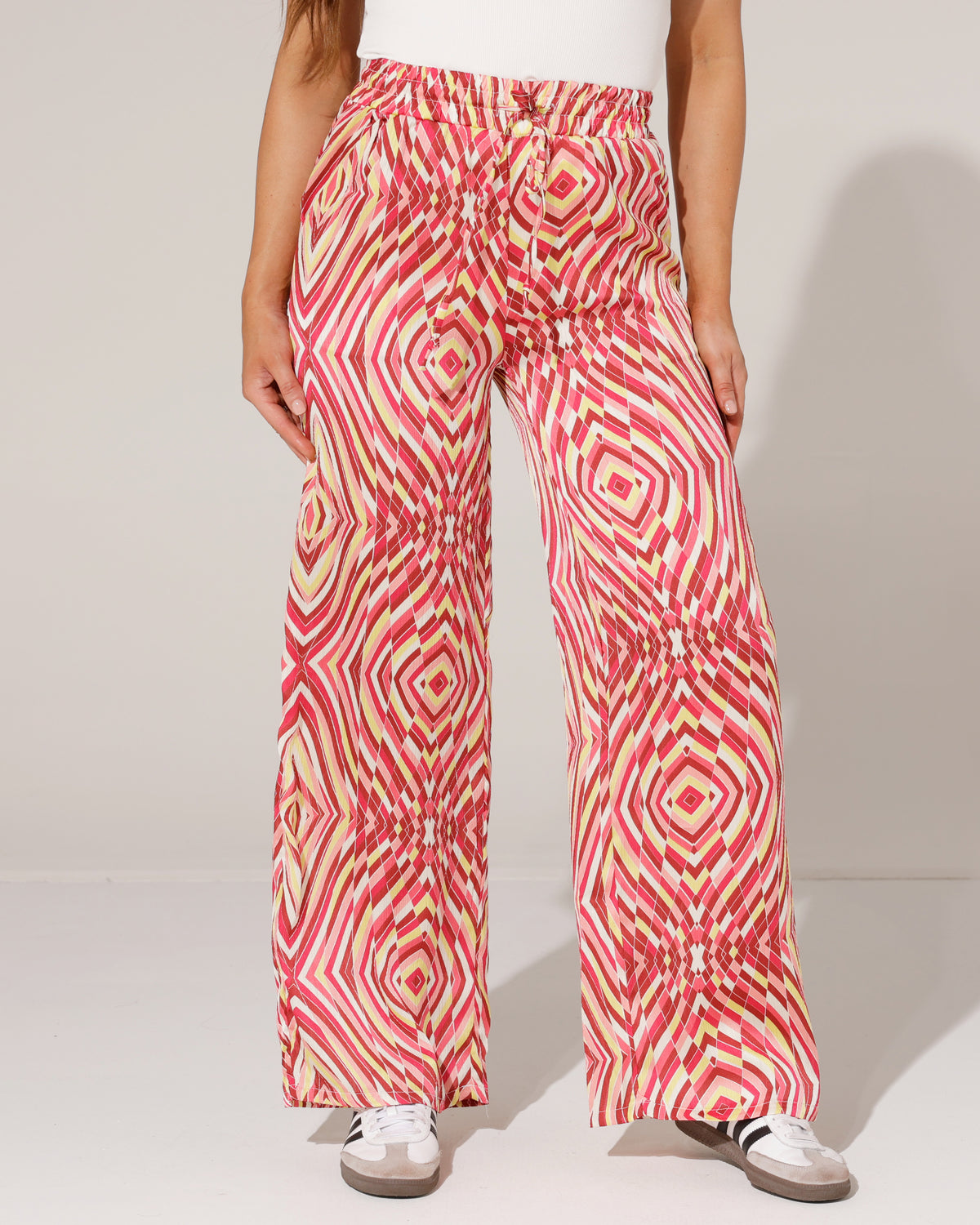 Broek met print Pien in fuchsia