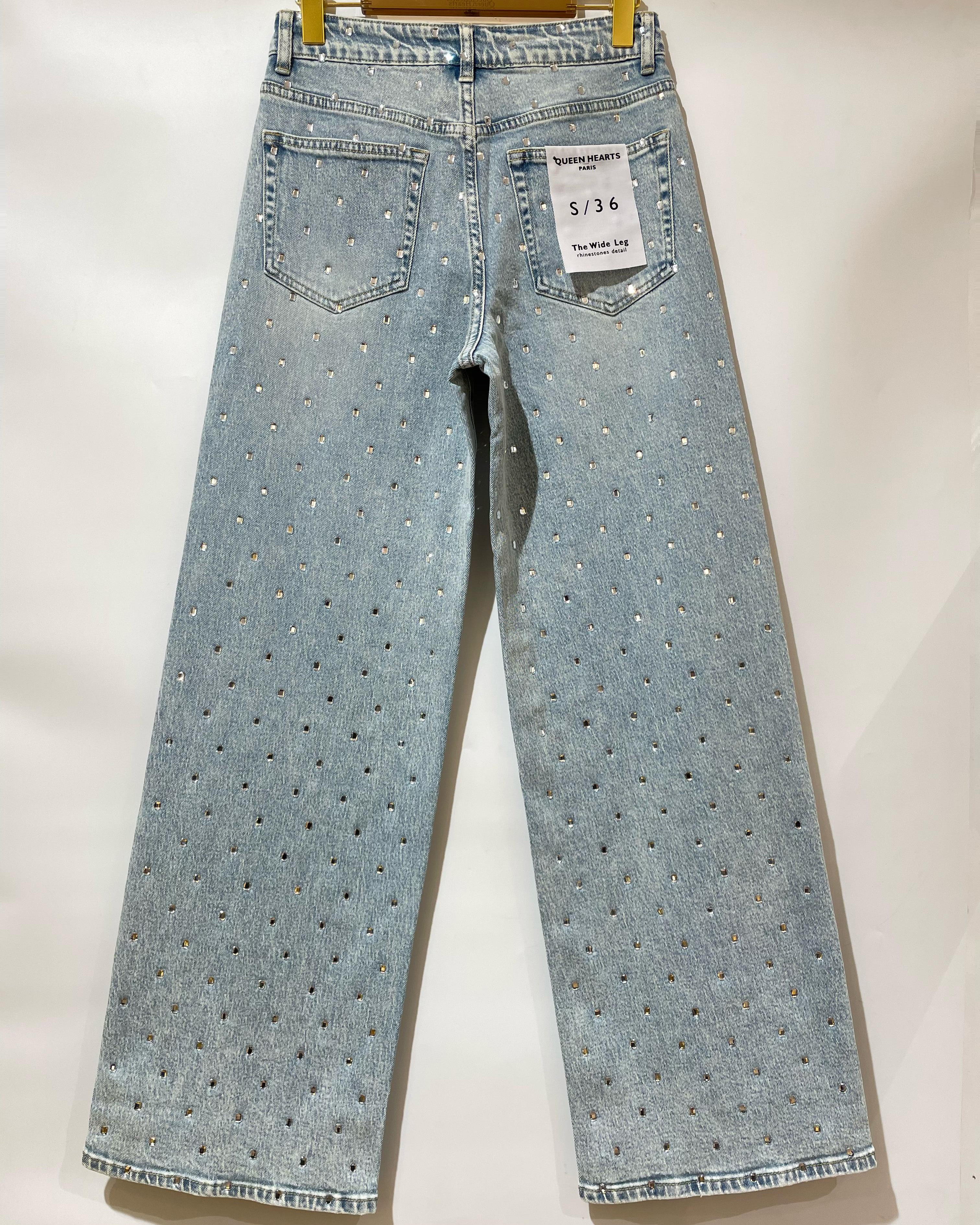 Queen Hearts | Wide leg, Straight jeans Rhinestones all over Tina Blauw