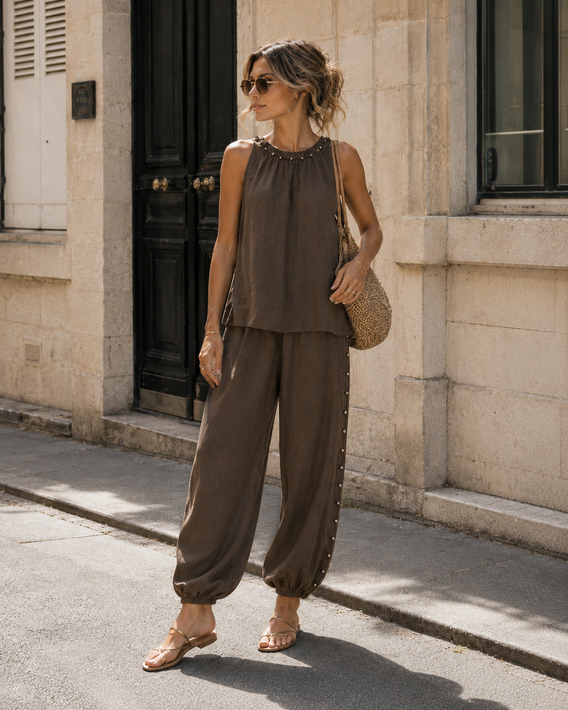 Co-ord set met zilveren details Yenna Donkerbruin