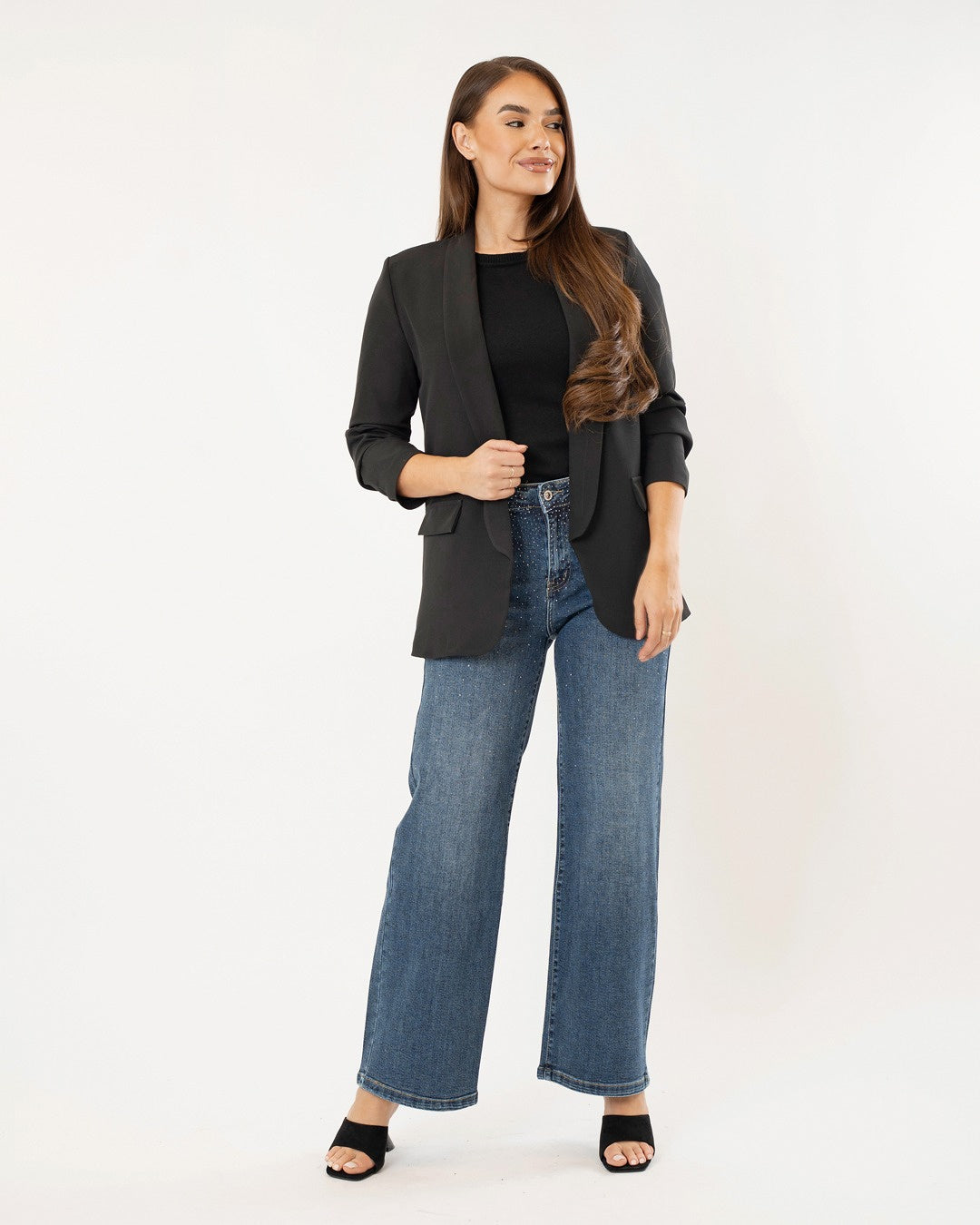 Miss Bon | Wide leg jeans Misty Blauw
