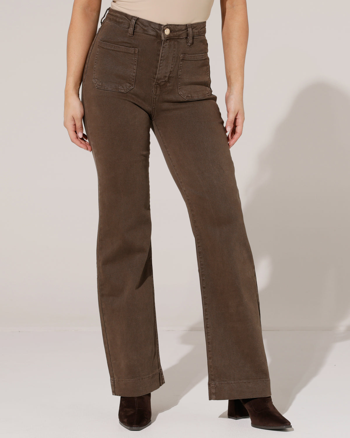 Folyrose Wide leg jeans Jana-I3 in bruin