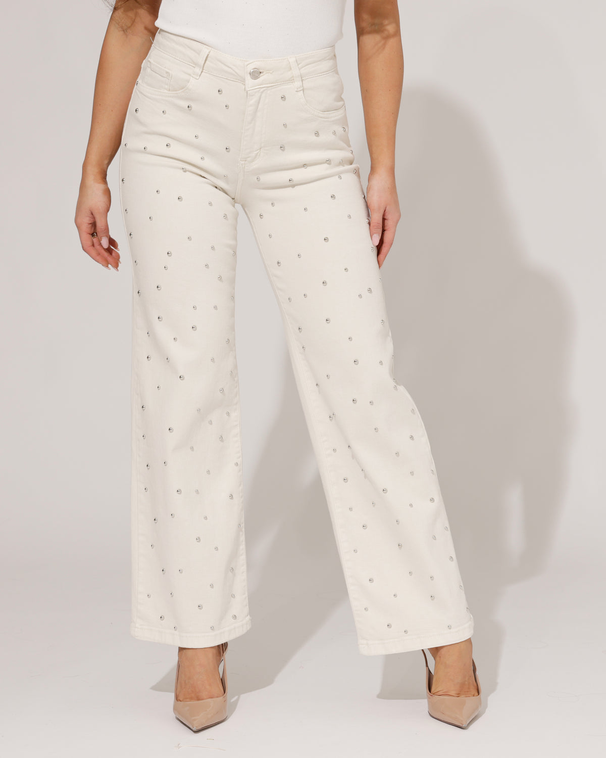 Folyrose Wide leg jeans Nola-C in beige