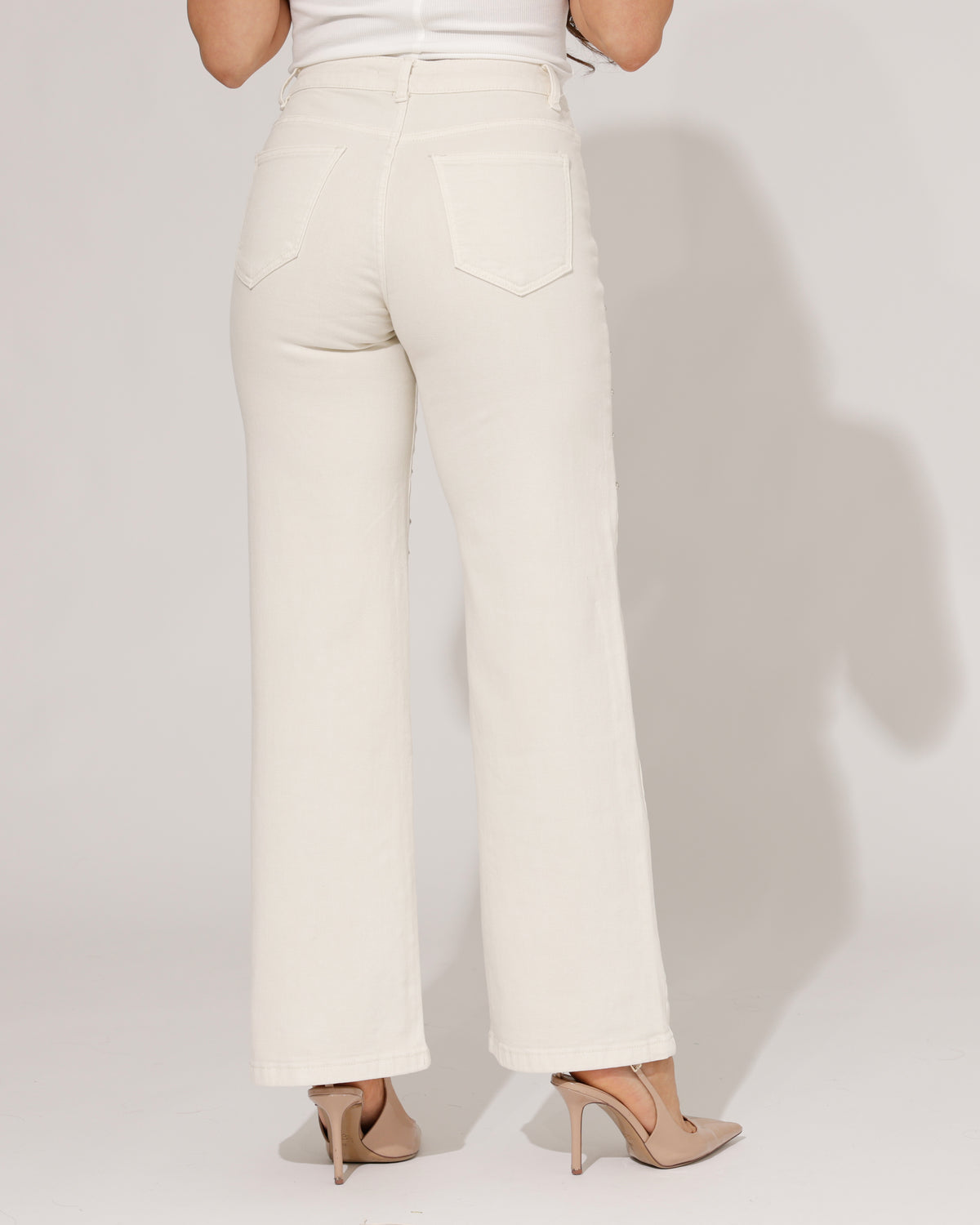 Folyrose Wide leg jeans Nola-C in beige, extra aanzicht 4
