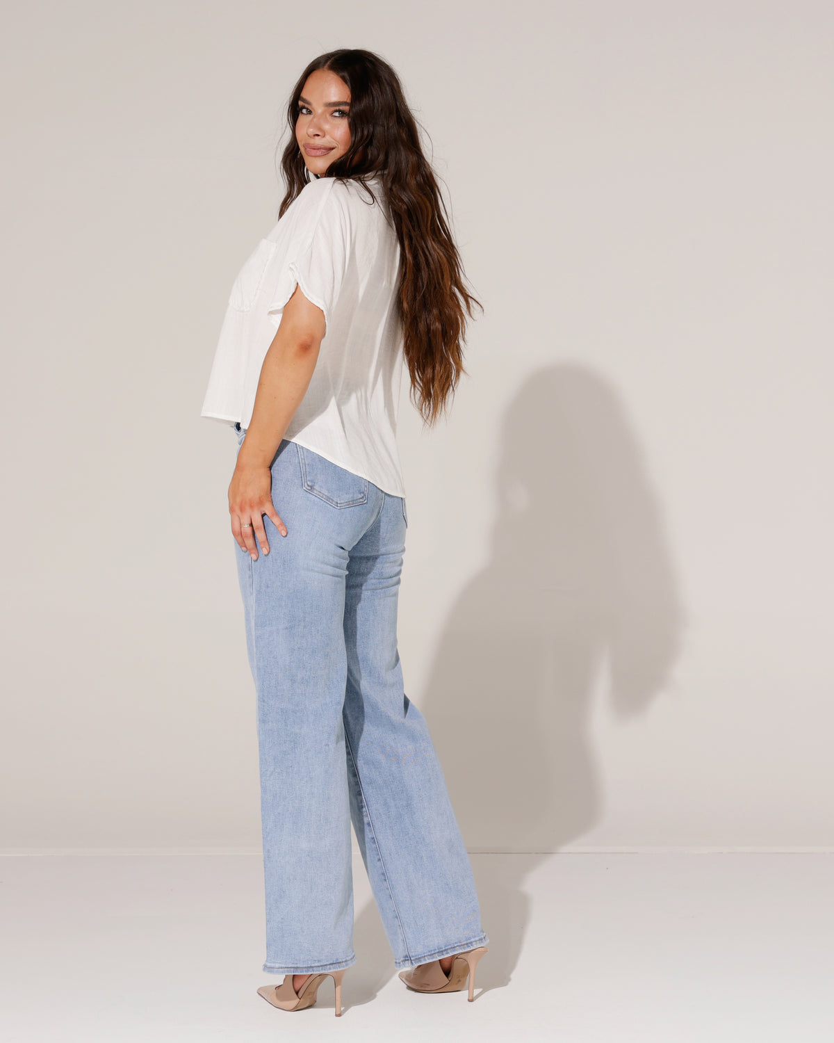 Goodies Wide leg jeans Bella in blauw, extra aanzicht 3
