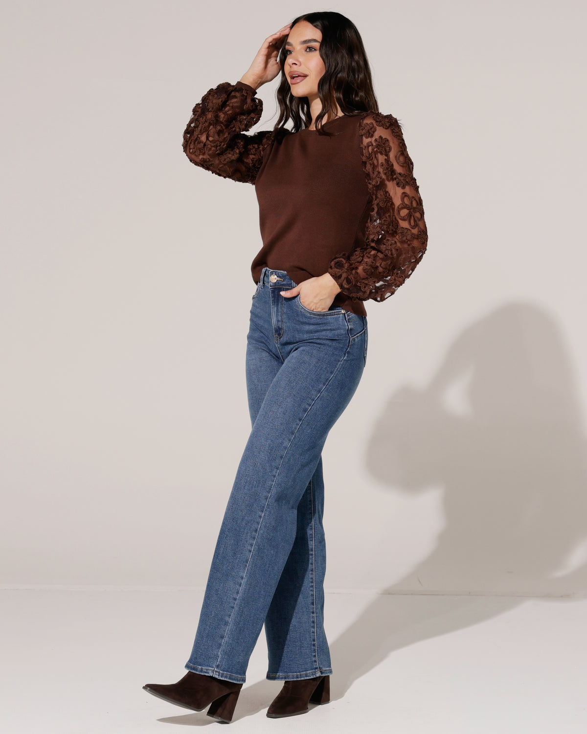 Goodies Wide leg jeans Jenske in donkerblauw, extra aanzicht 3