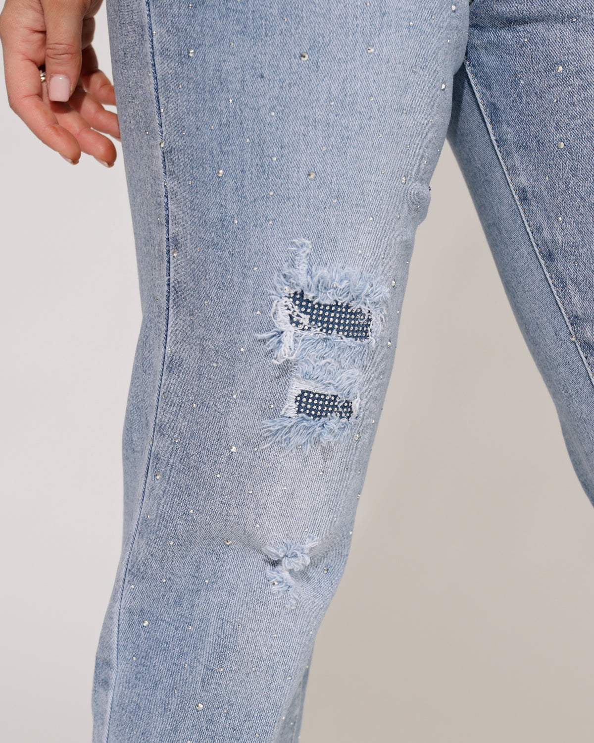 Hello Miss Mom jeans strass Senny in blauw, extra aanzicht 4