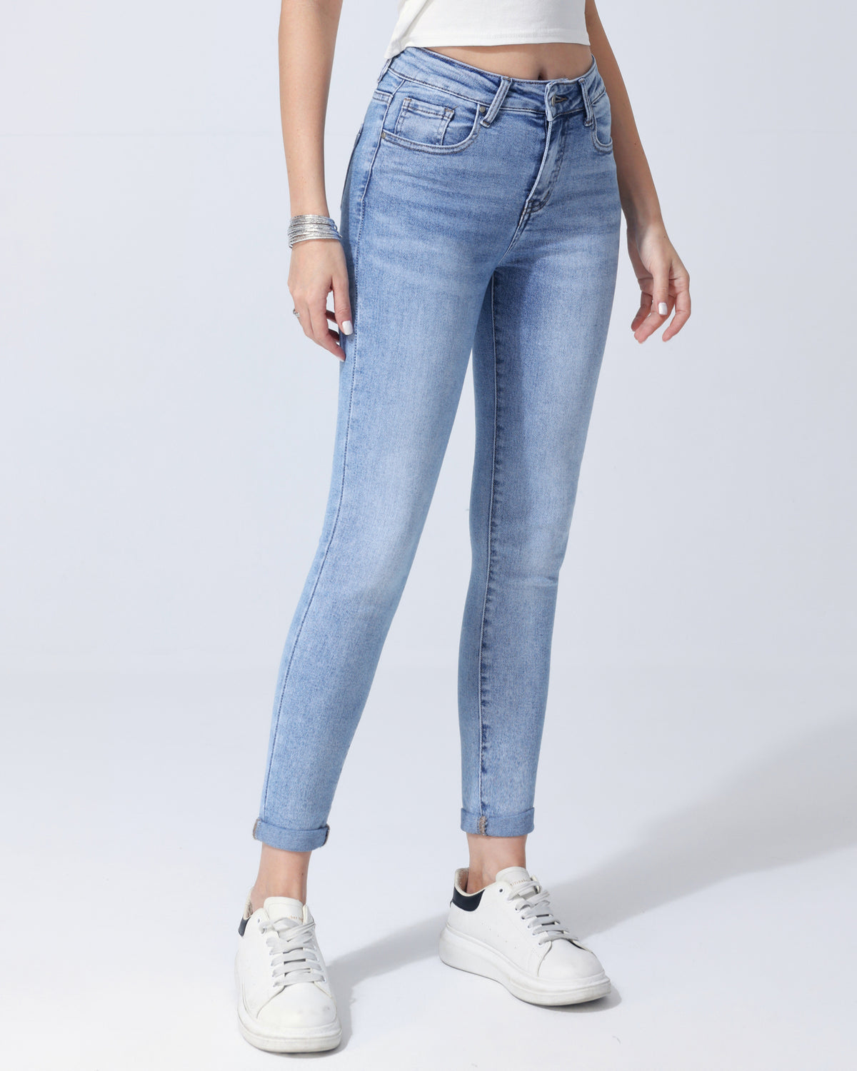 Hello Miss Slim jeans Levie-3 in blauw, extra aanzicht 2