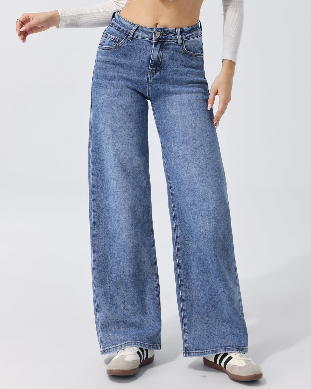 Hello Miss Wide leg jeans Cato-1 in blauw