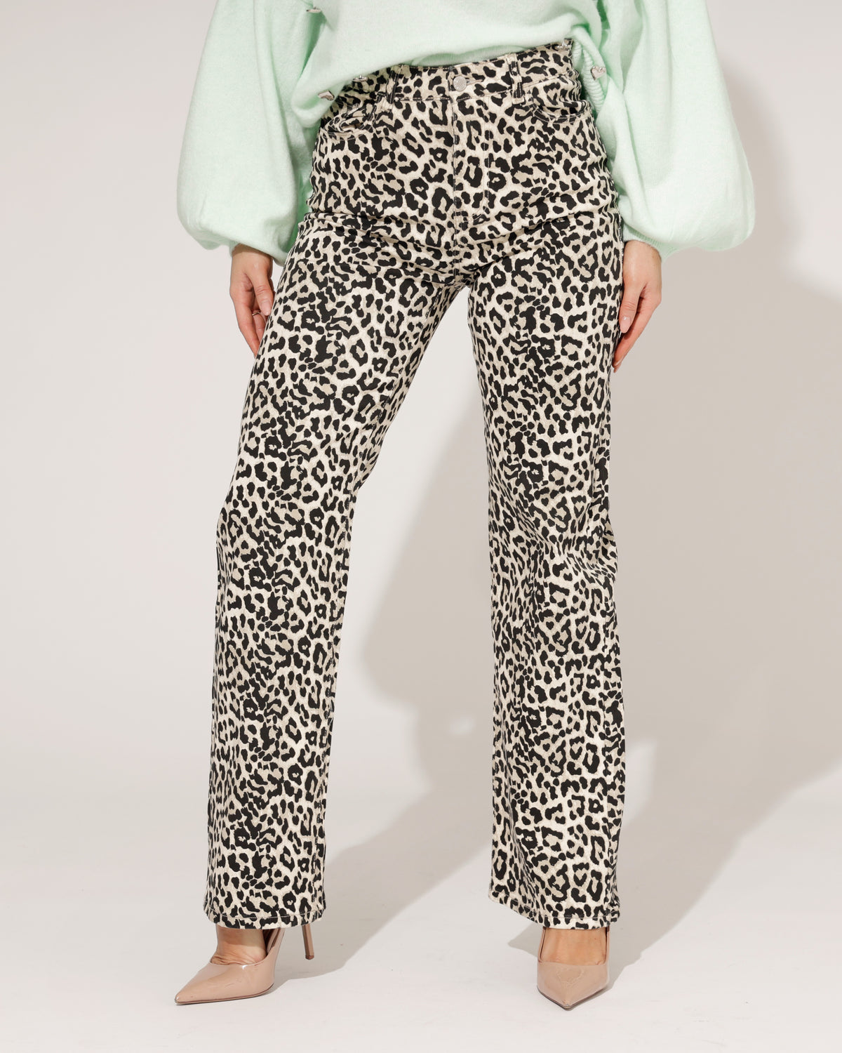Hello Miss Wide leg jeans Ruby-2 Panter in bruin