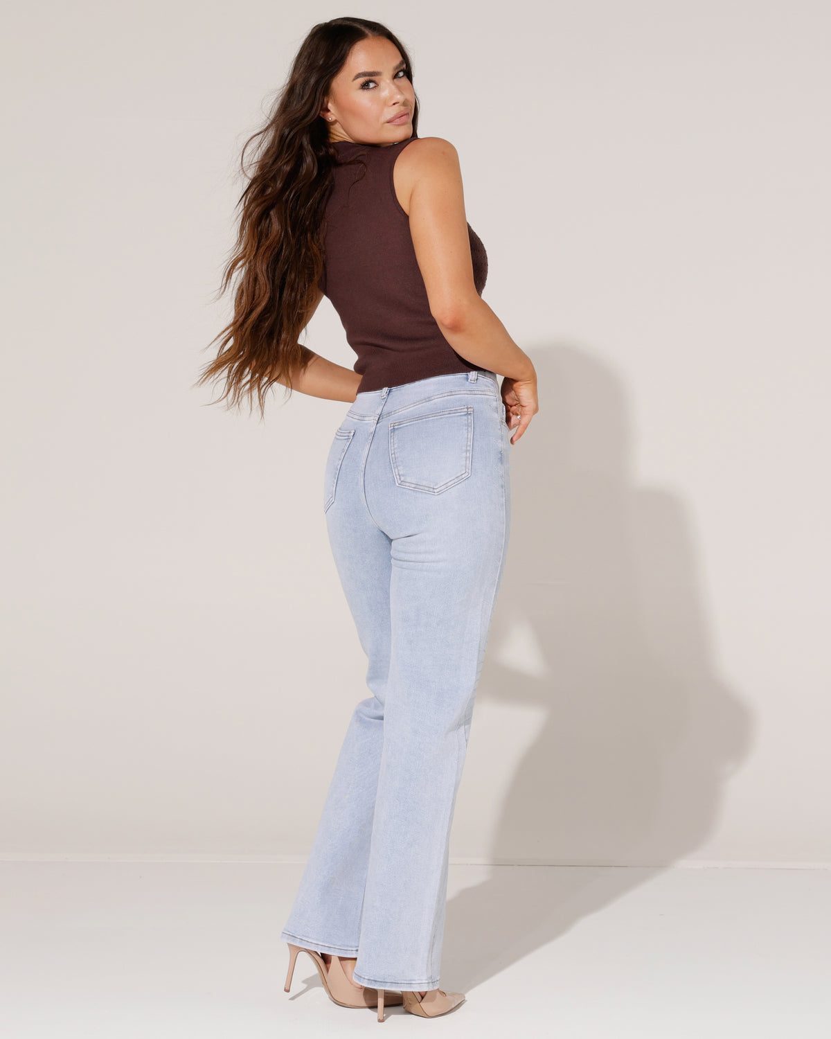 Hello Miss Wide leg jeans strass Suzey in lichtblauw, extra aanzicht 2