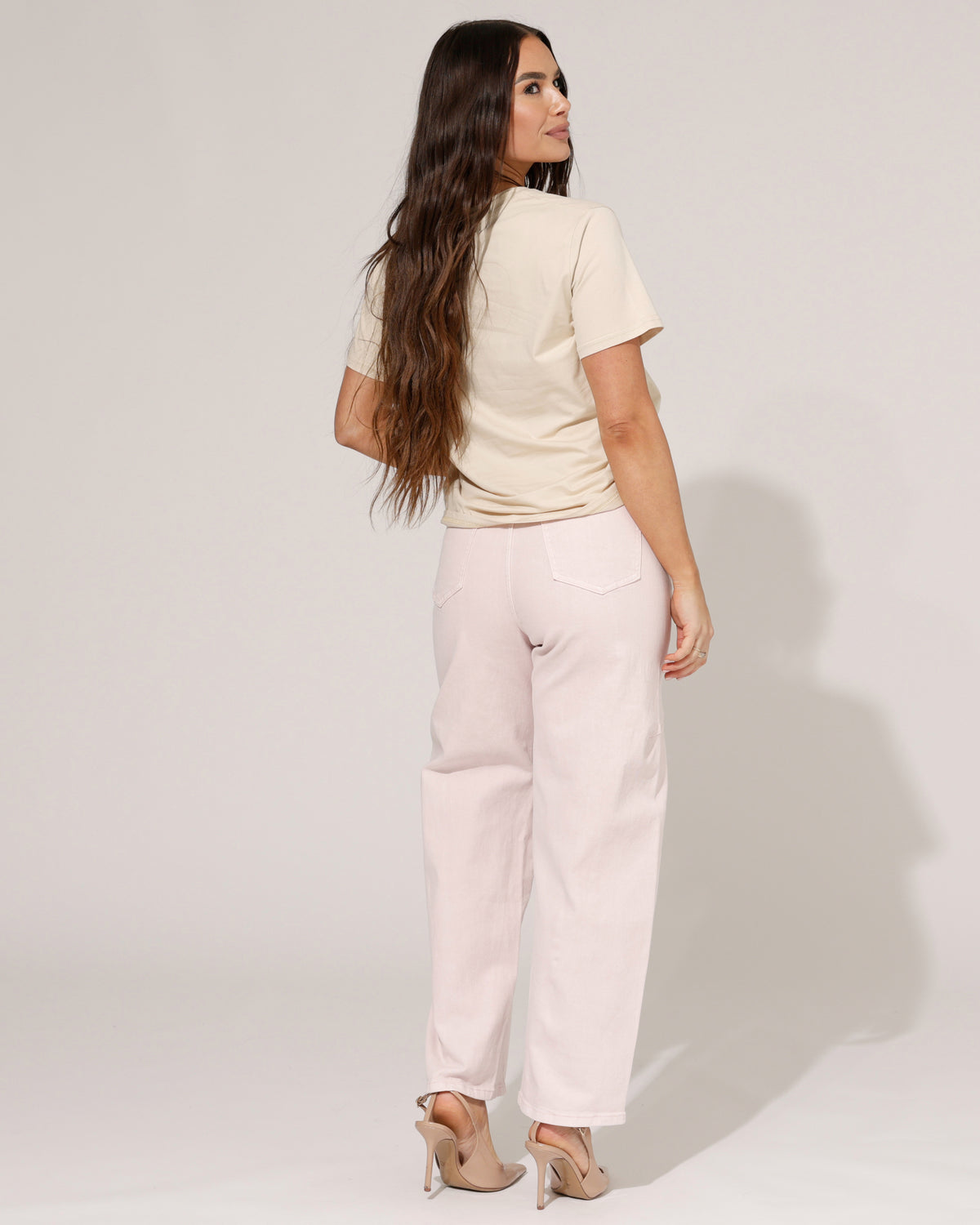 Jewelly Barrel jeans Jones-7 in lichtroze, extra aanzicht 4