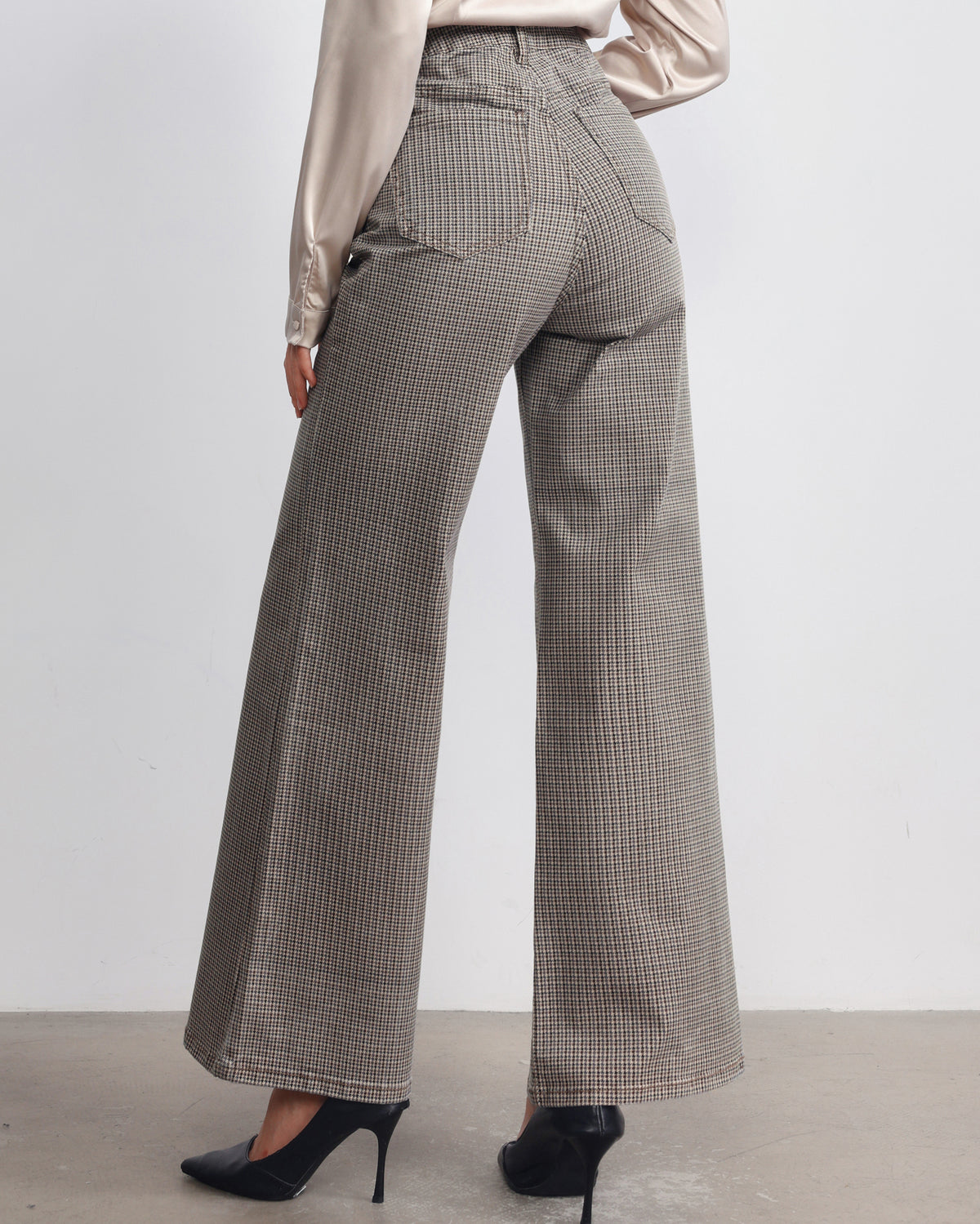Jewelly Wide leg jeans pied-de-poule Saar in grijs, extra aanzicht 2