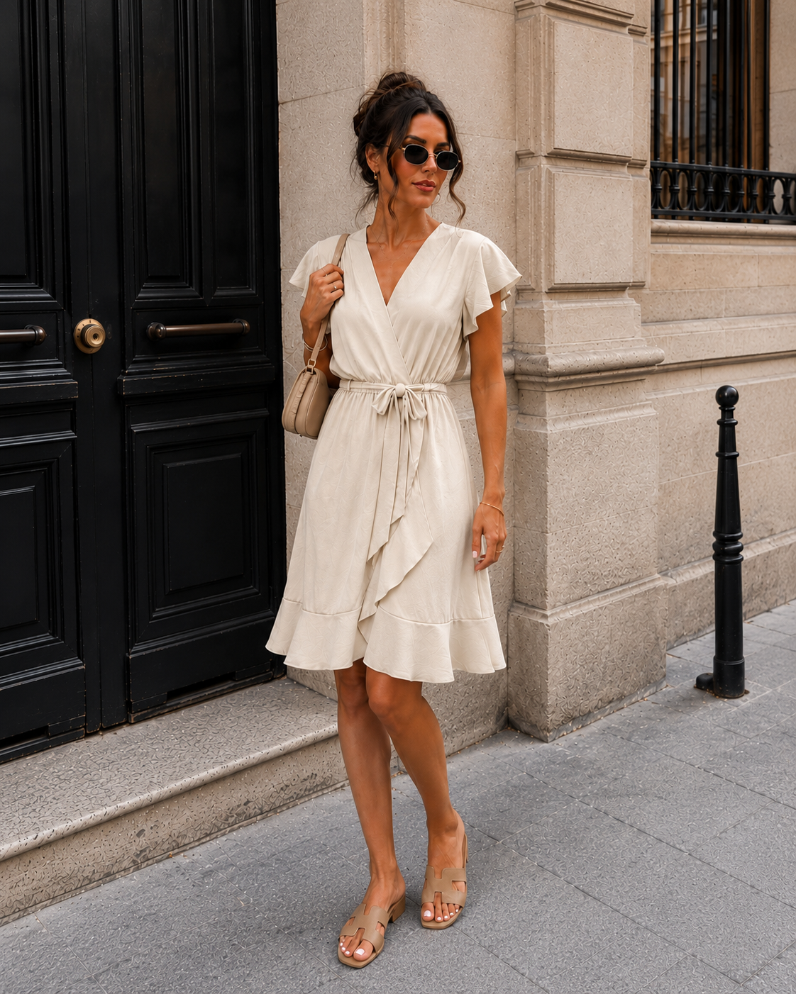 Overslag jurk Kailey Beige