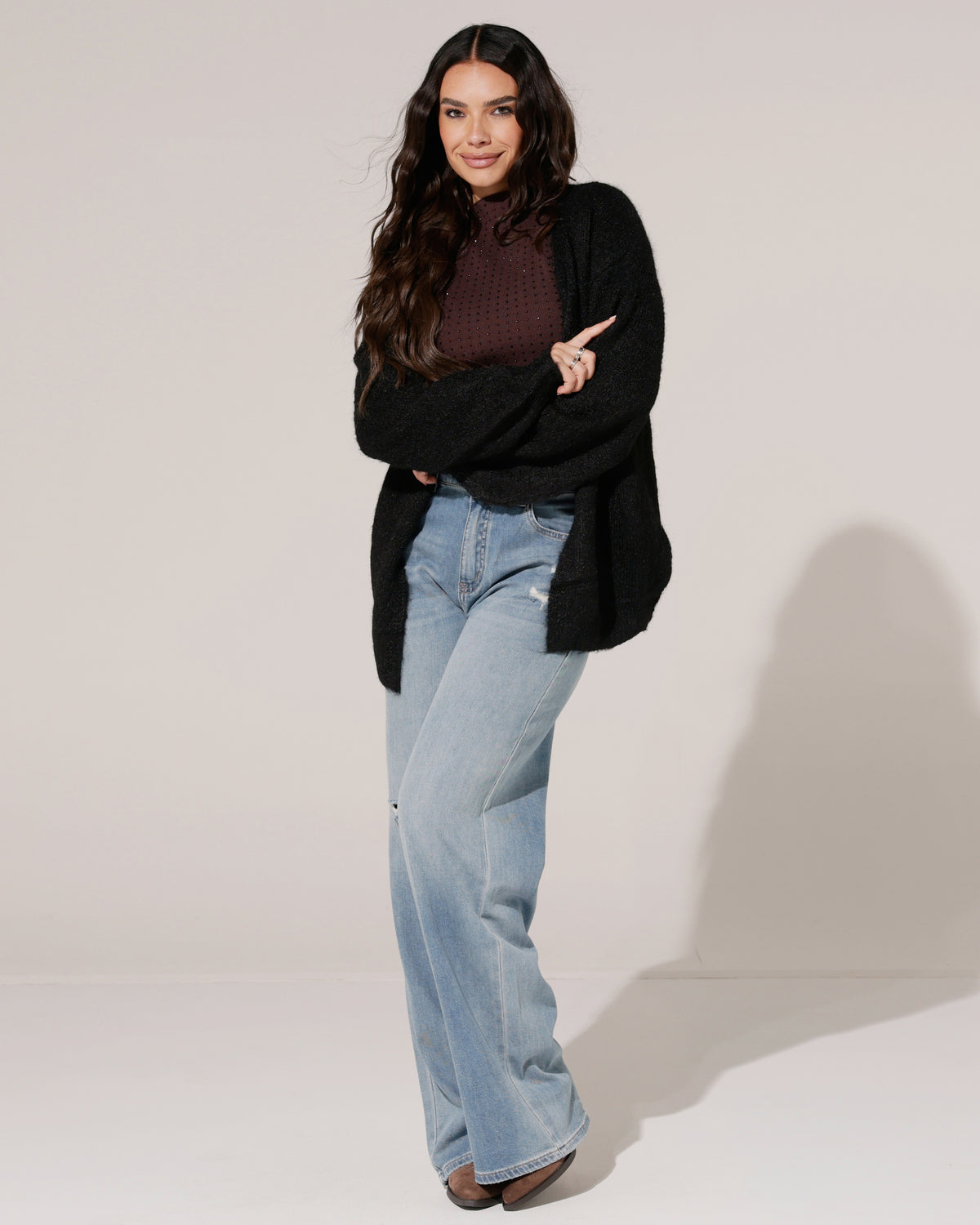 Lang vest Emily in zwart, extra aanzicht 4